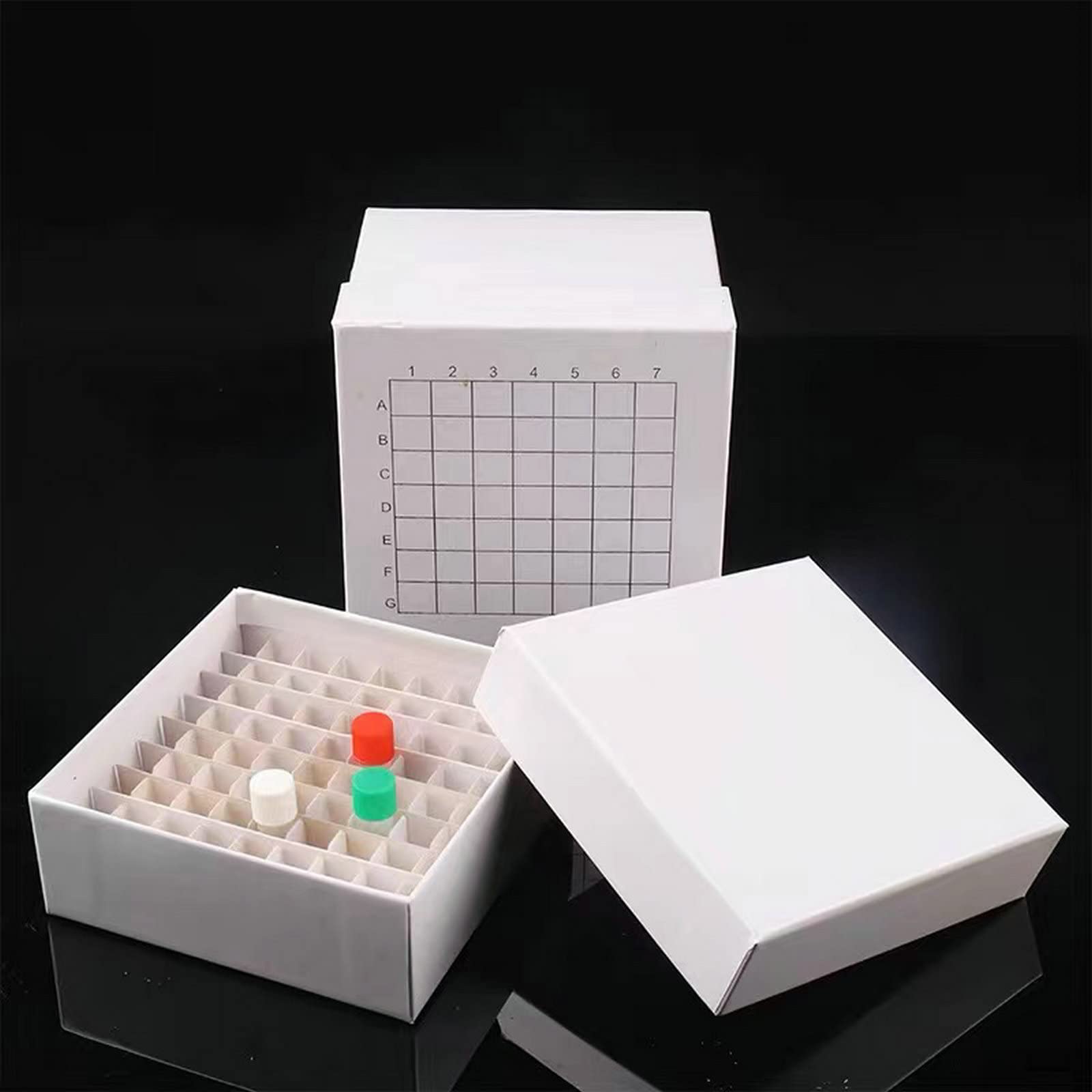 White Cardboard Freezer Box with Water & Ice Resistant Coating - 81 Place Storage for 1.5-2.0 mL Cryovials (Pack of 12) | Ideal for Lab Sample Storage, Biobanking & Medical Research