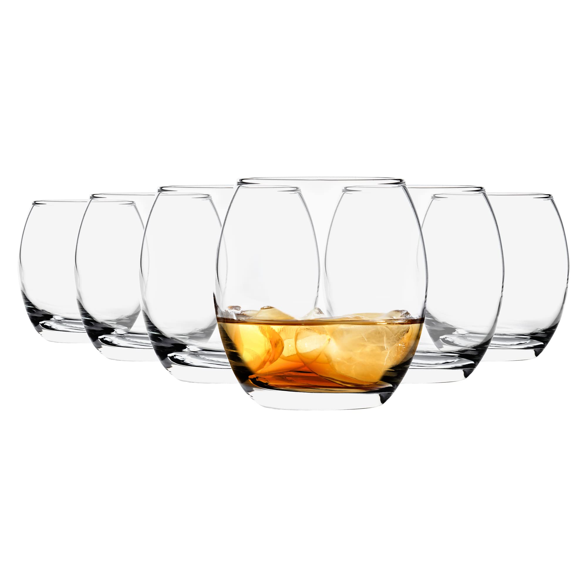 Premium 6-Piece Whiskey Glasses Set - 405ml Large Highball Tumblers - Argon Tondo Collection - Dishwasher Safe Modern Glassware for Whisky, Cocktails & Water - Perfect for Home Bars, Parties & Gifts