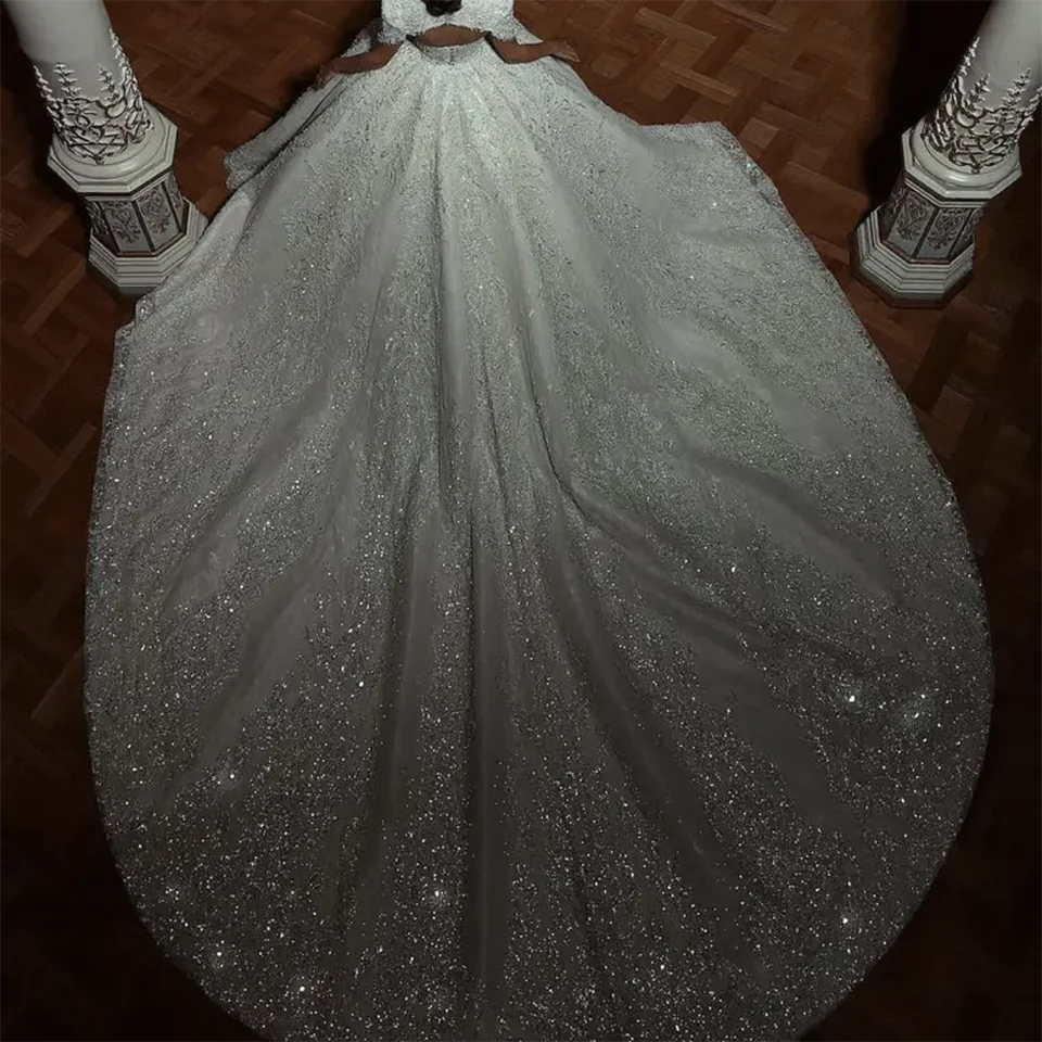 2024 Luxury Princess Crystal Sequin Ball Gown Wedding Dress - Backless Court Train Bridal Gown for Prom, Quinceañera & Formal Events
