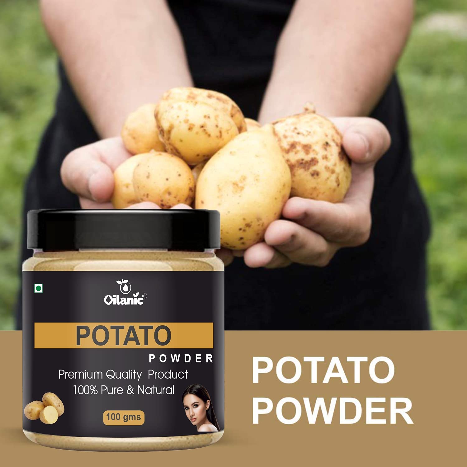 Oilanic 100% Pure Natural Potato Powder for Skin & Hair Care - 2 Jars (200g Each) | Brightening Face Mask & Hair Growth Treatment | DIY Beauty Recipes & Organic Skincare Solutions
