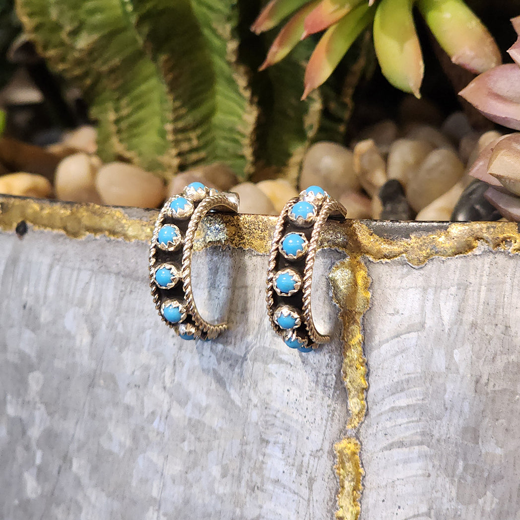Charlie Kingman Turquoise Hoop Earrings - Handmade Sterling Silver Native American Jewelry for Women | Perfect for Boho, Festival & Everyday Wear