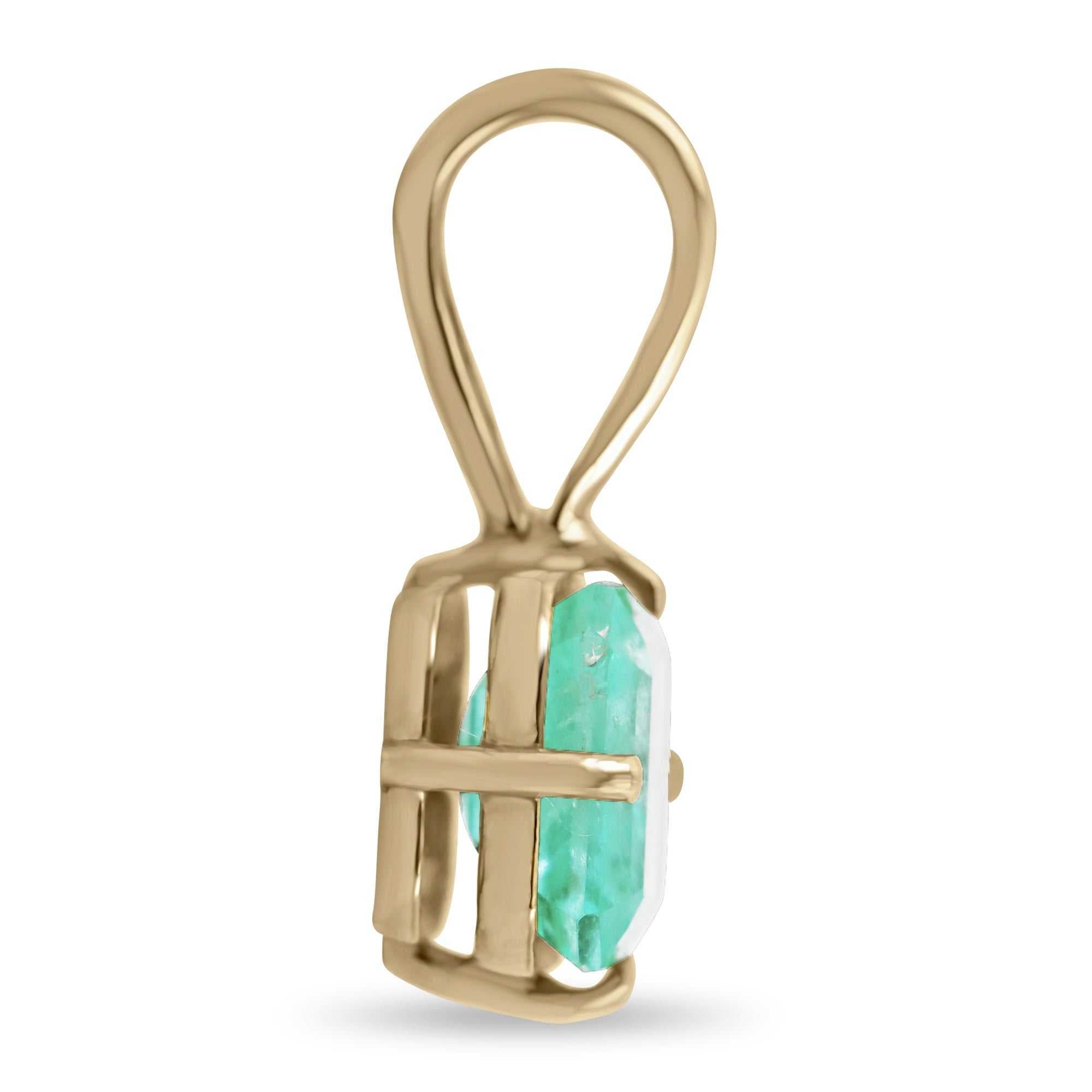 2.50 Carat Colombian Emerald Medium Green Classic Solitaire Pendant in 14K Gold | Elegant Necklace for Women, Perfect Gift for Anniversary, Birthday & Special Occasions
