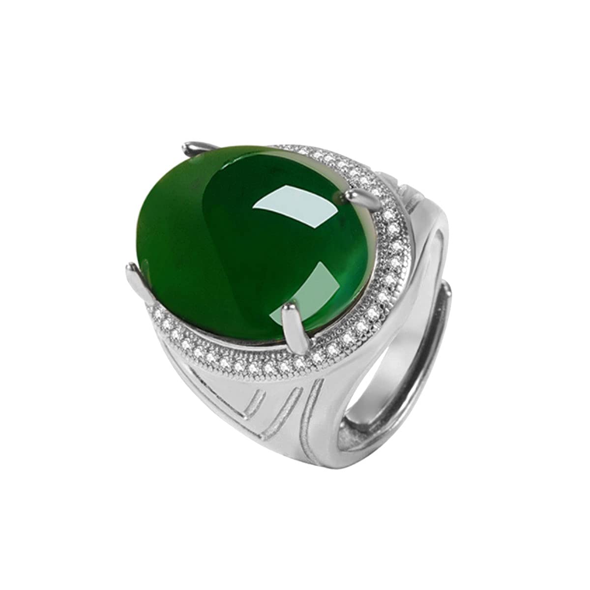 Vintage Green Chalcedony Ring for Women - 925 Sterling Silver or 14K Gold Plated Wedding Band, Engagement Ring, Gift for Her | Elegant Jewelry for Special Occasions, Anniversaries & Date Nights