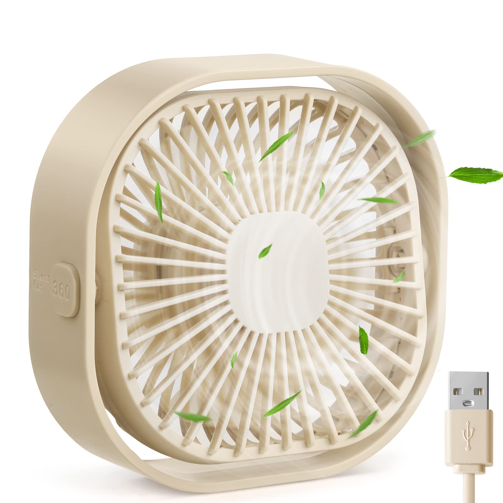 4 Inch Small USB Desk Fan - 3-Speed Portable & 360° Rotatable Mini Cooling Fan | USB-Powered Desktop Fan for Home, Office, Bedroom, Dorm | Perfect for Indoor, Outdoor & Summer Use | Great Gift Idea for Students & Professionals