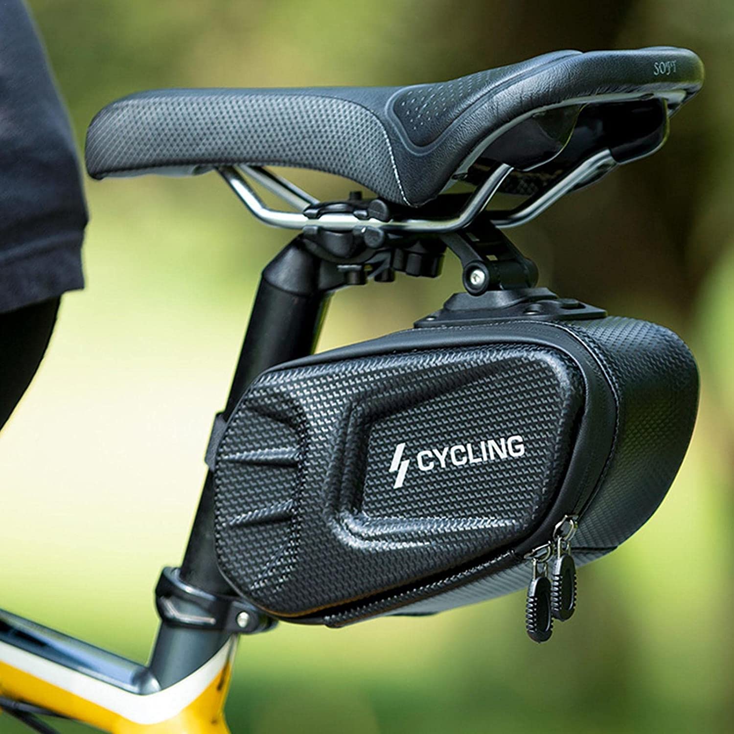 **Waterproof Bike Saddle Bag - Under Seat Storage Pouch for MTB & Road Bicycles | EVA PU Material with Reflective Stripe | Holds Repair Tools & Essentials | Perfect for Commuting, Mountain Biking & Long-Distance Cycling**