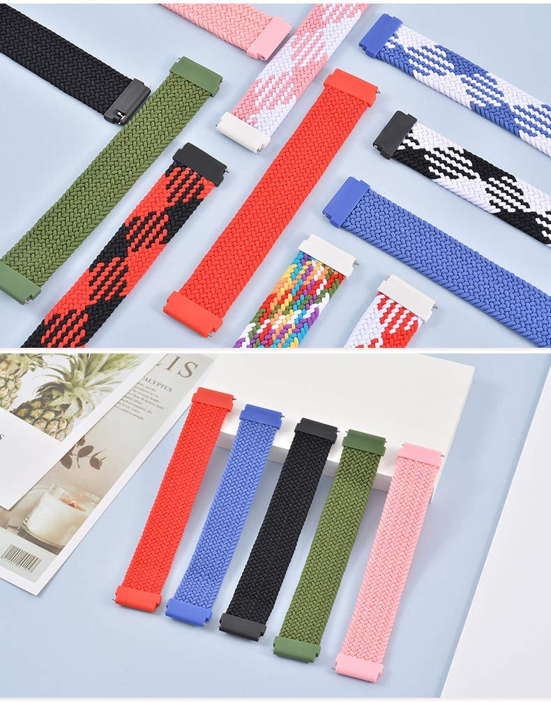 Stretchy Braided Solo Loop Band for Samsung Galaxy Watch 3 45mm/Galaxy Watch 46mm - 22mm Elastic Sport Strap Woven Compatible with Huawei Watch 2 Classic - Comfortable for Running, Gym & Daily Wear