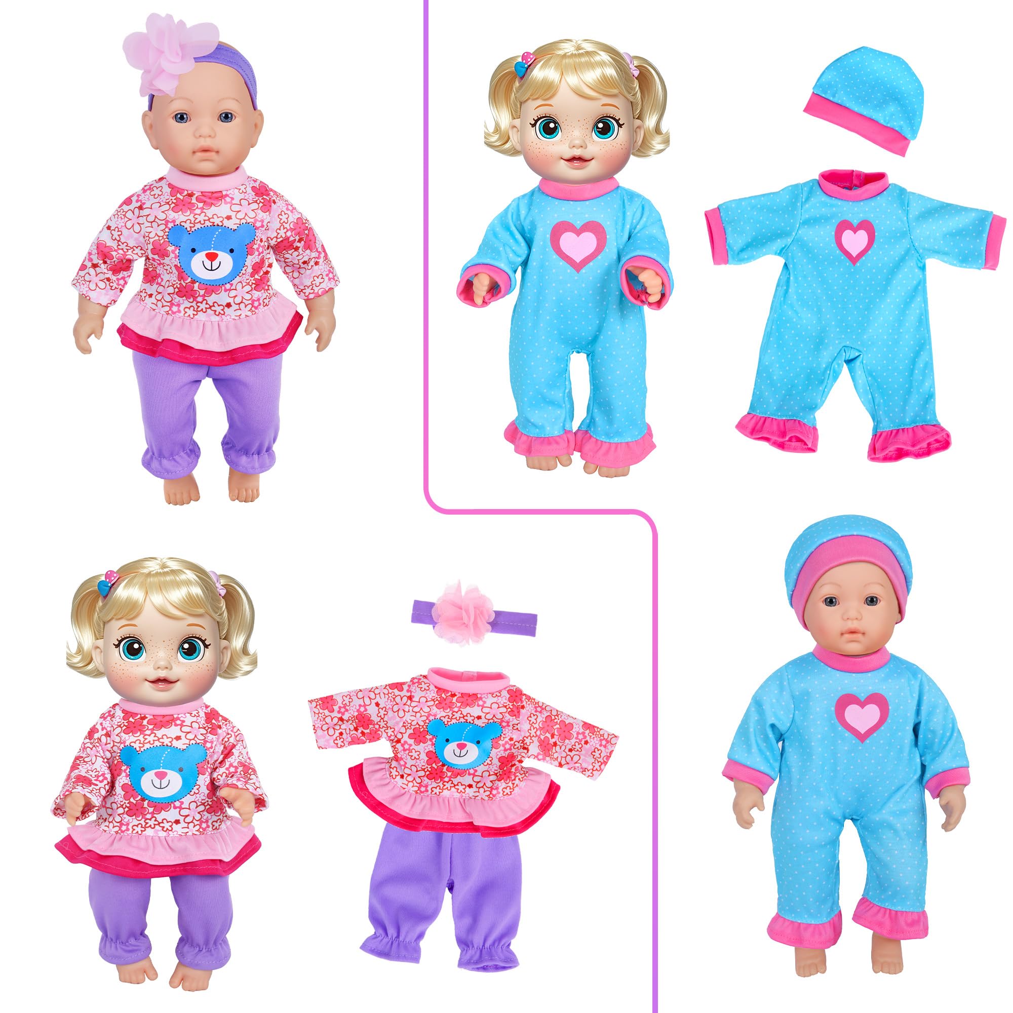 7 Sets of Adorable Doll Clothes with Hats & Headbands - Perfect for 10