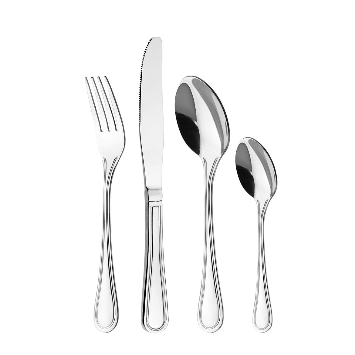 16-Piece Stainless Steel Cutlery Set for 4 People - Mirror Polished Otto Koning Frankfurt Flatware Set with Spoon, Knife & Fork | Classic Simple Design for Dining, Kitchen & Restaurant Use