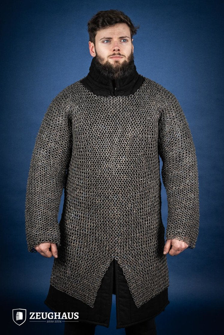 Titanium Chainmail Hauberk - 9mm Flat Ring Riveted Medieval Armor for LARP, Cosplay & Historical Reenactment