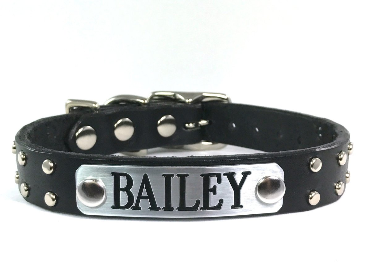 Personalized Leather Dog Collar with Name Tag - Adjustable Pet Collar for Small Medium Large Dogs - Perfect for Daily Walks, Training & Grooming