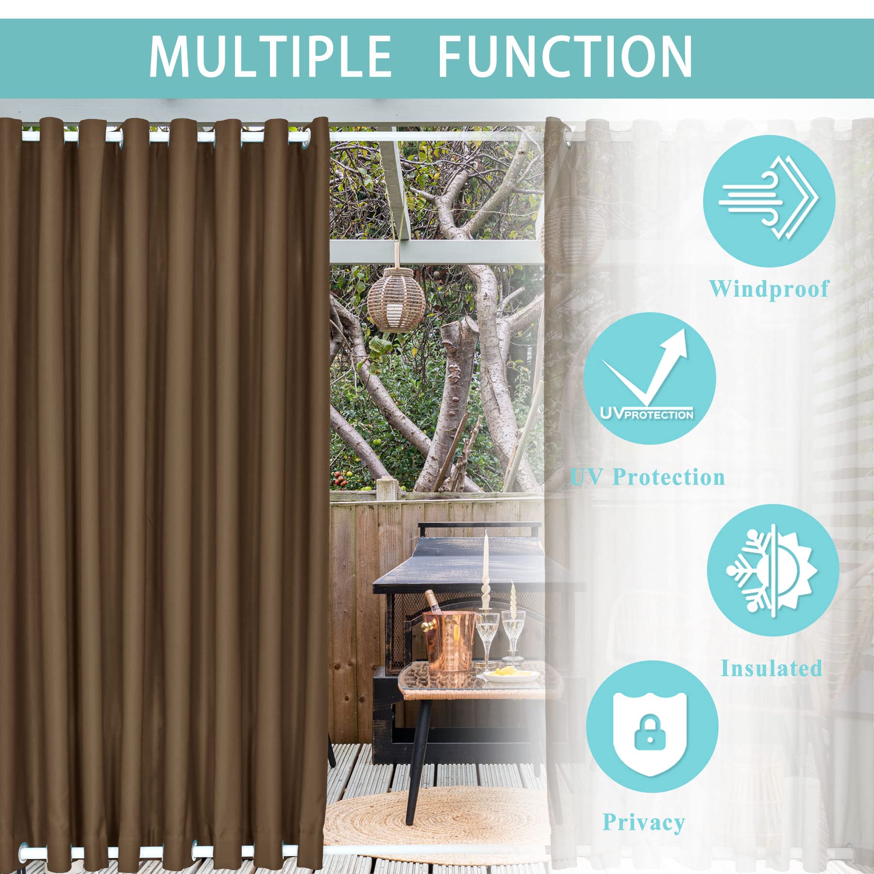 Macochico Extra Long Waterproof Outdoor Curtains - 200