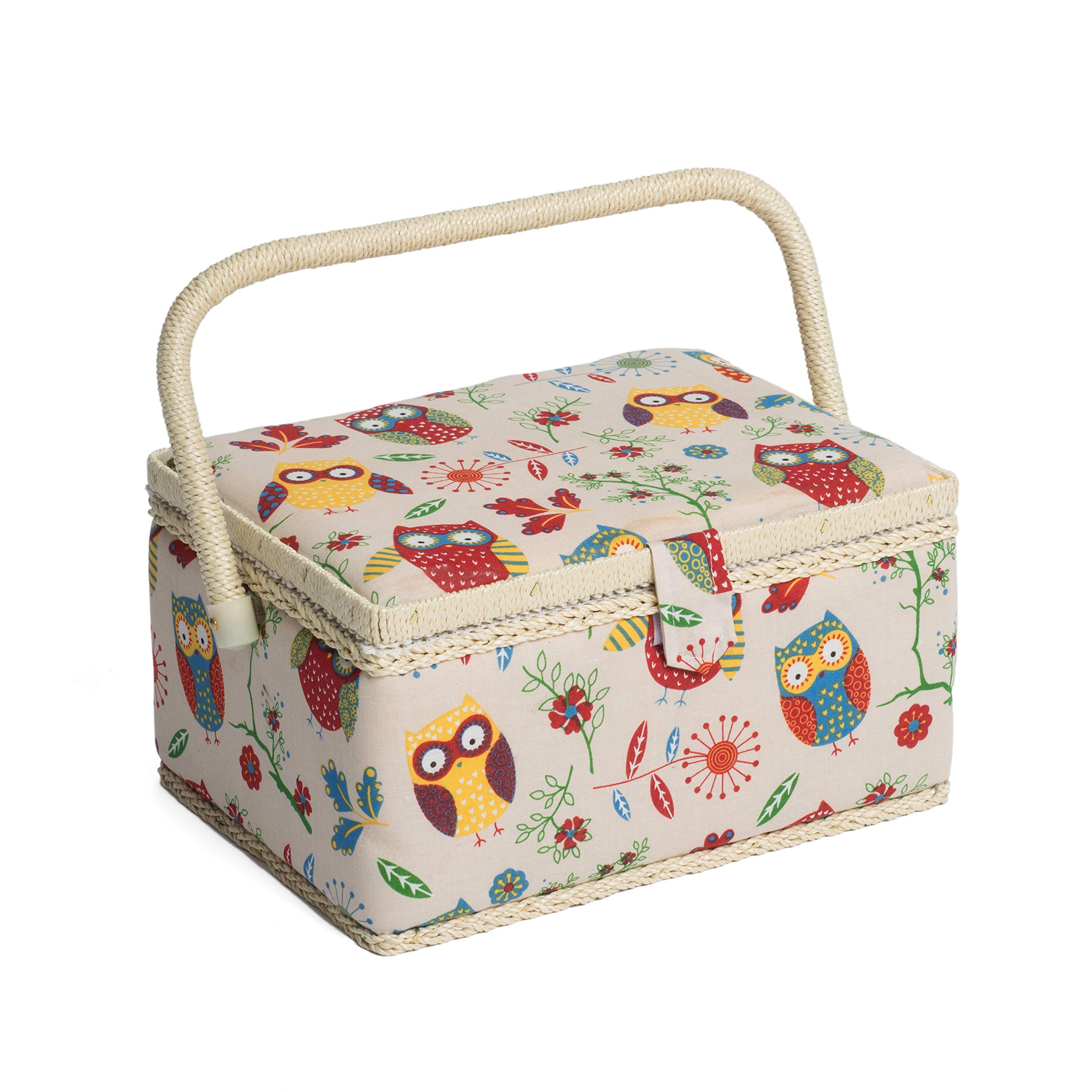 Owl Fabric Sewing Storage Box 26x19x14.5cm for Craft Organization