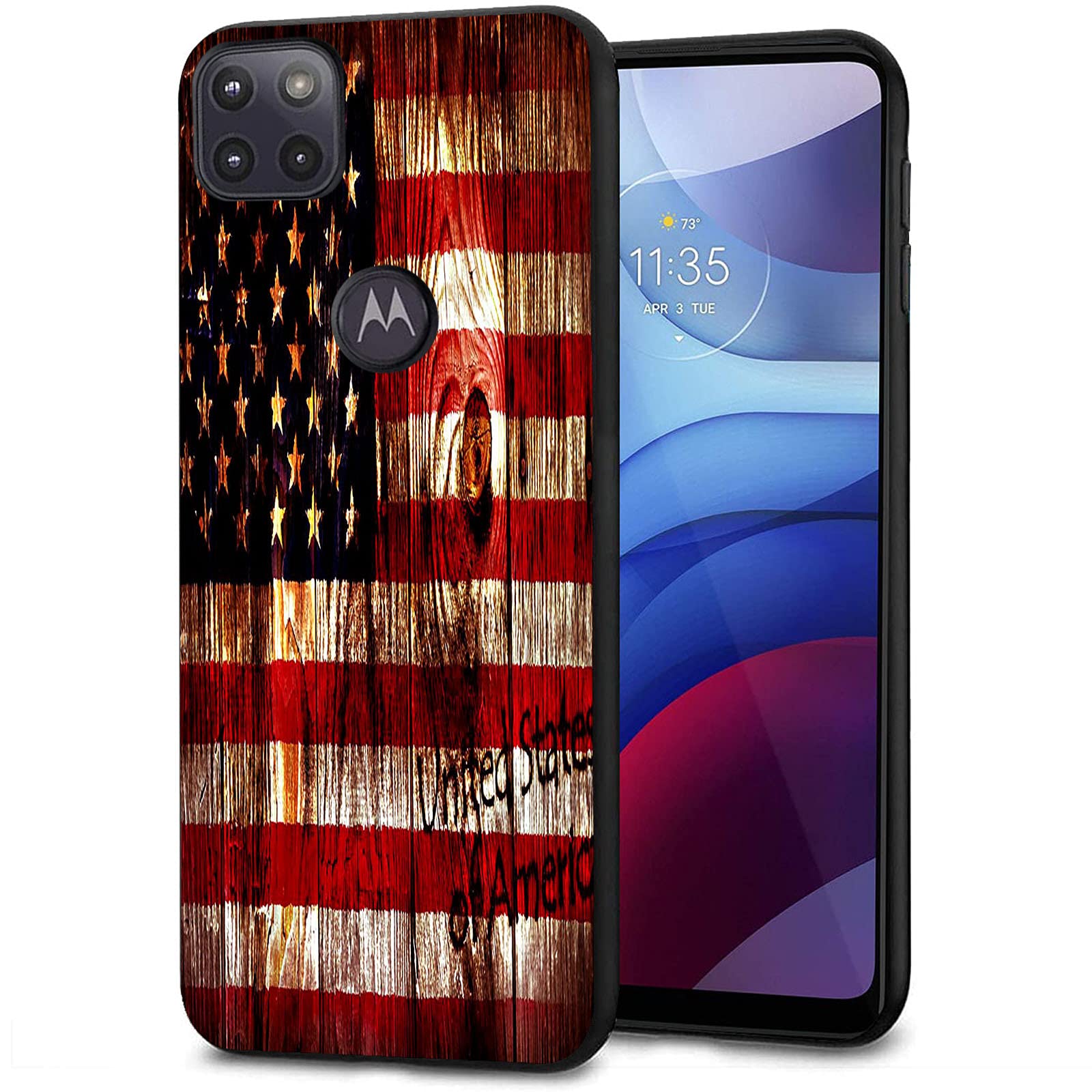 Shockproof Soft Silicone Rubber Bumper Case for Motorola Moto One 5G Ace & Moto G 5G - Full-Body Protective Cover with American Flag Design | Perfect for Daily Use, Travel & Outdoor Activities