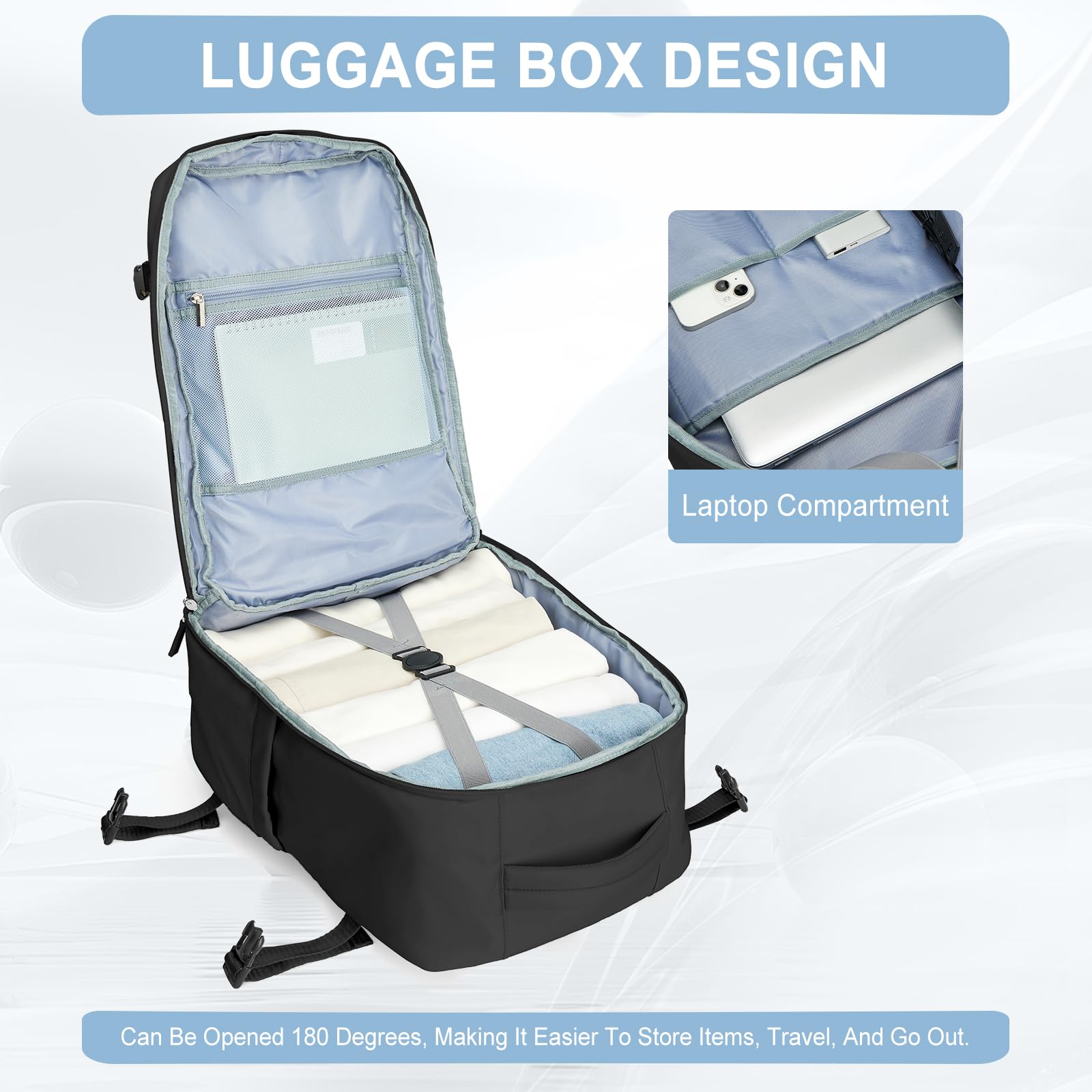 Large Travel Backpack for Men & Women - Flight Approved Carry-On Backpack with Waterproof Design - Perfect for Air Travel, Hiking, Commuting & TikTok Adventures