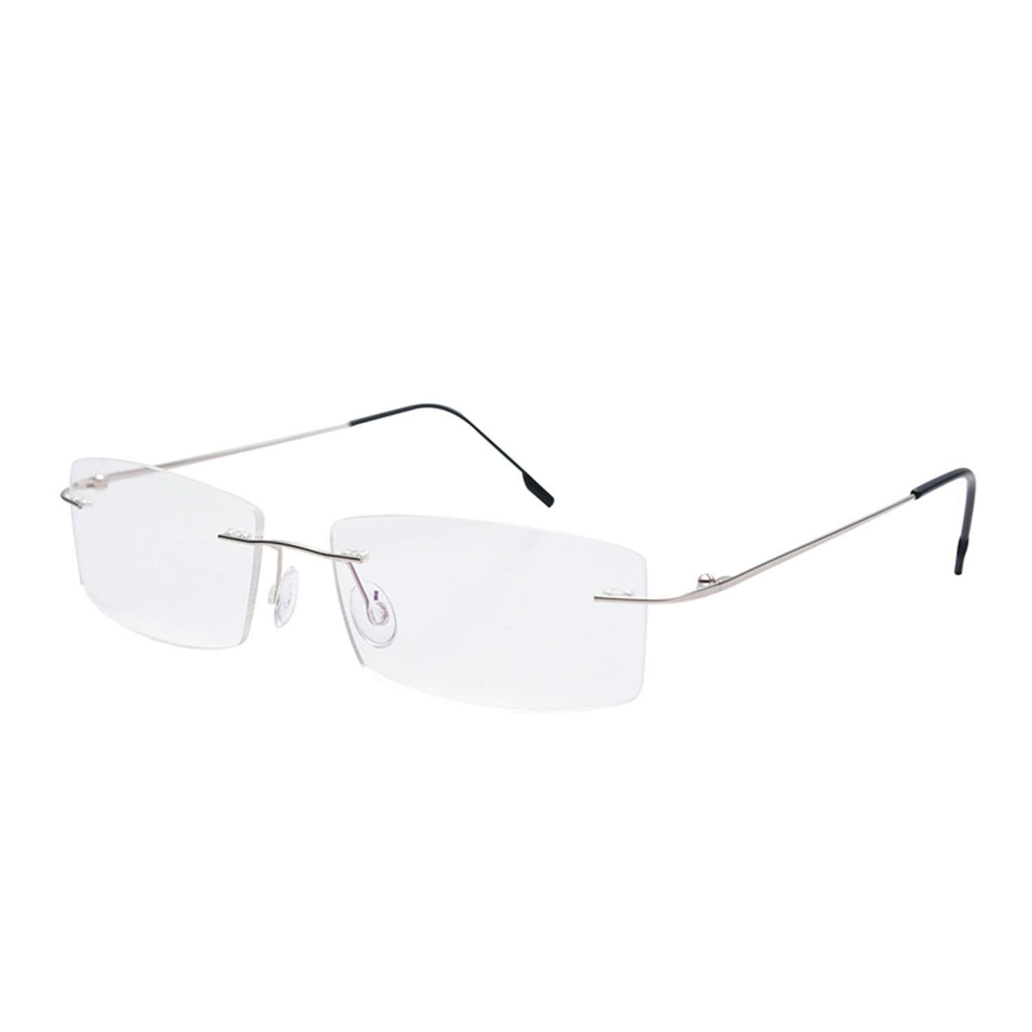Titanium Alloy Rimless Bifocal Reading Glasses +1.50 Strength - Lightweight Flexible Readers for Men & Women - Perfect for Reading, Computer Work, and Close-up Tasks