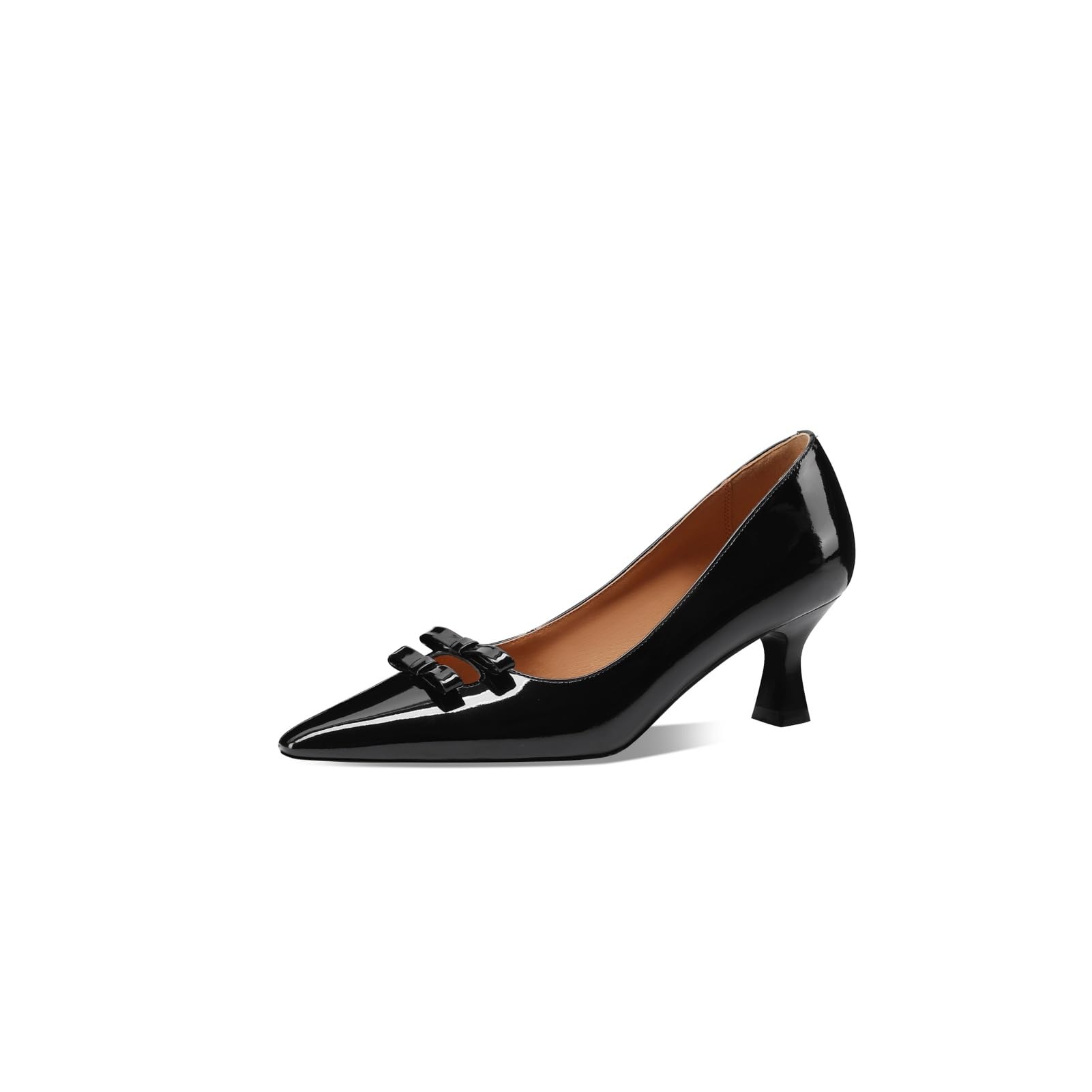 Stylish Patent Leather Pointed Toe Pumps with Bowknots - Women's Mid Heel Dress Shoes for Work, Party & Special Occasions