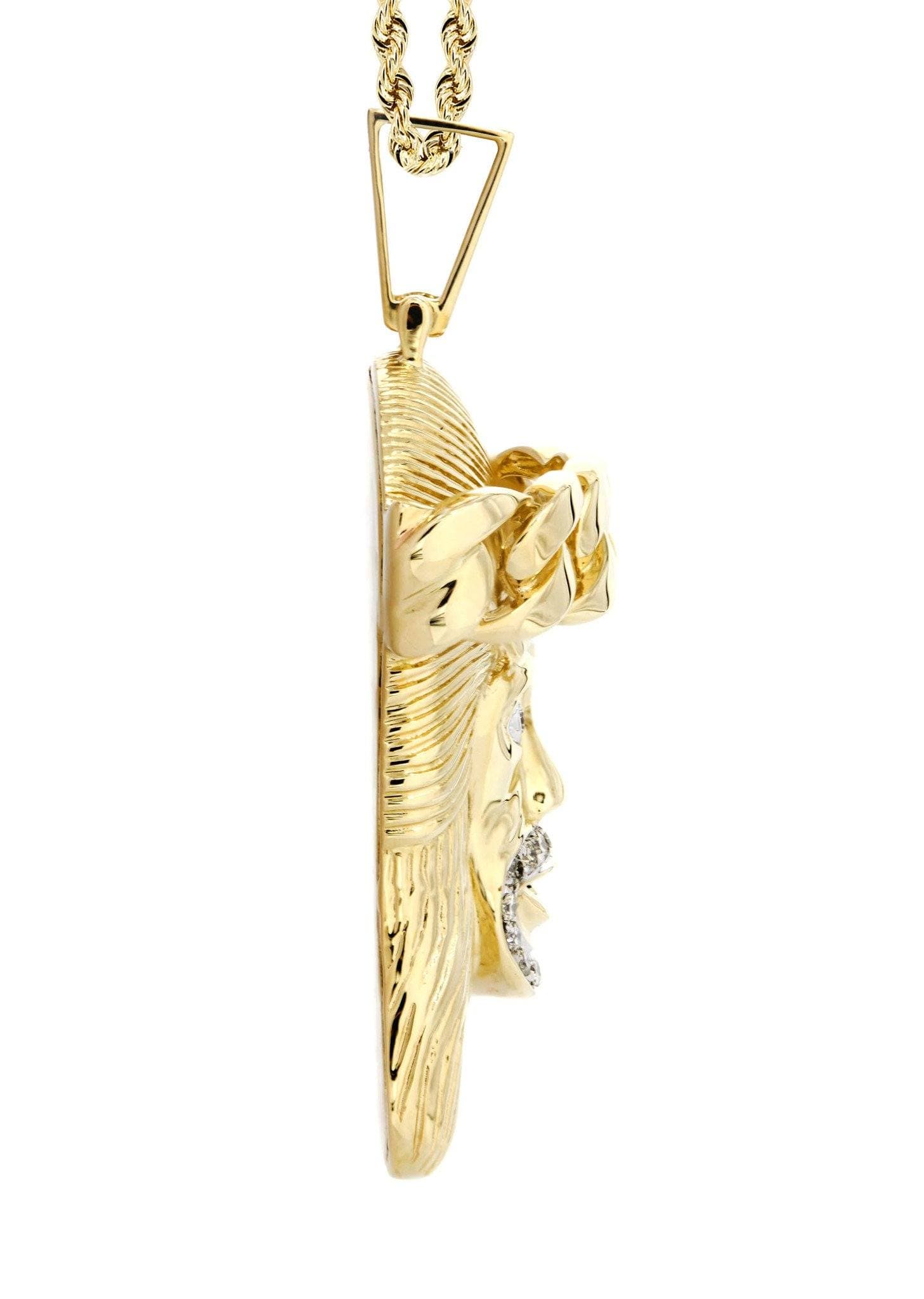 14K Yellow Gold Jesus Head Diamond Pendant Necklace - 0.42 Carat Dainty Religious Jewelry for Women - Perfect for Baptism, First Communion & Spiritual Gifts