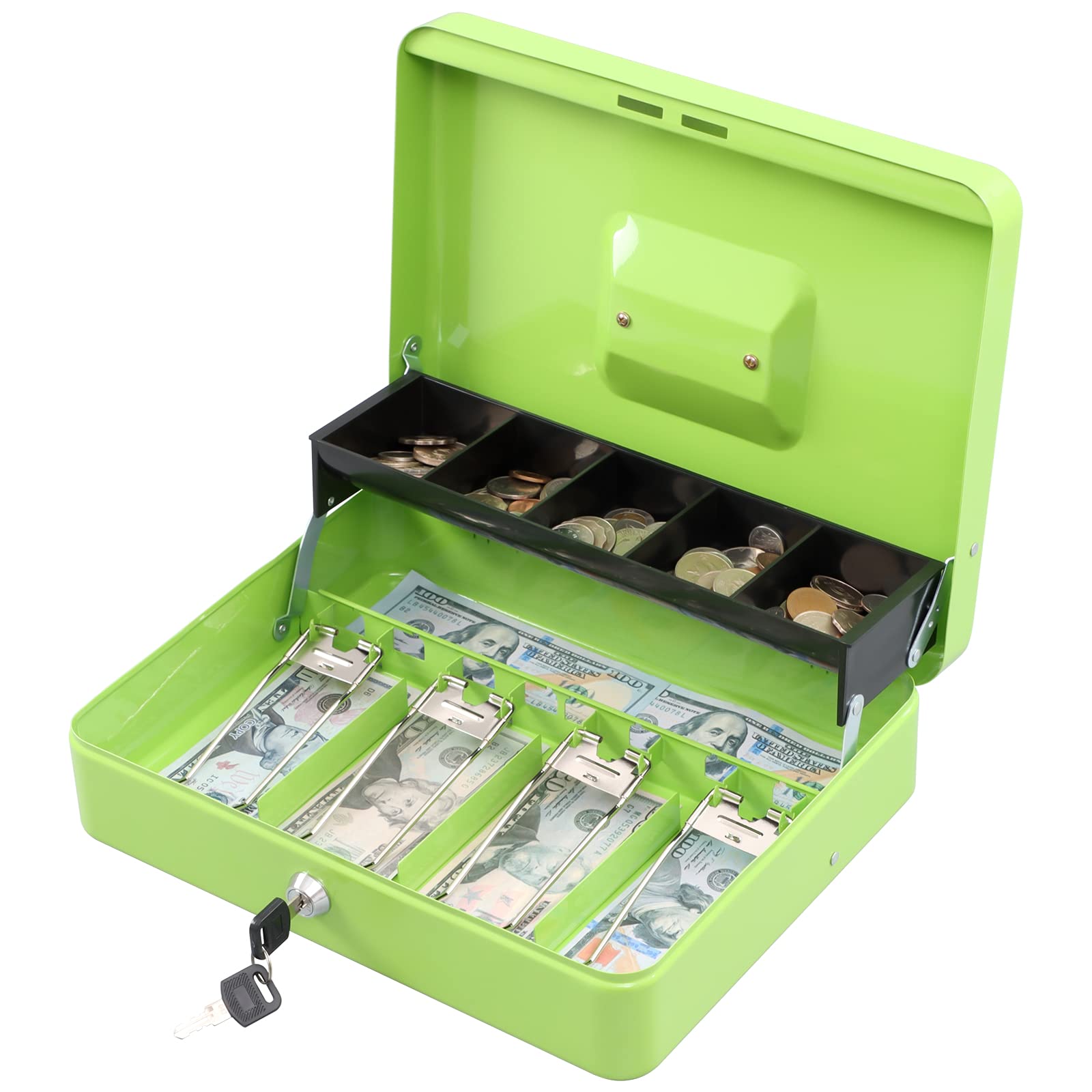 KYODOLED Large Locking Cash Box with Key - 11.81