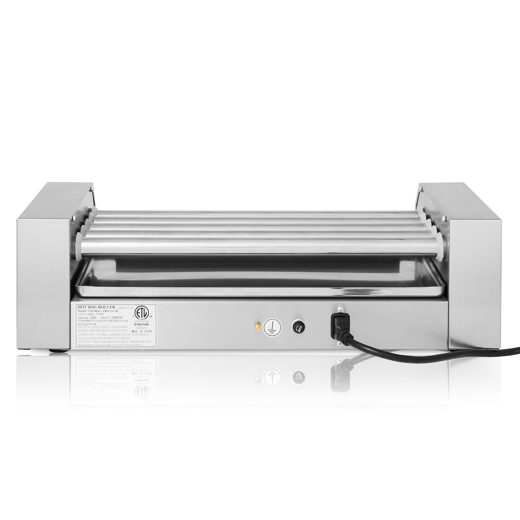 Olde Midway Electric 12 Hot Dog 5 Roller Grill Cooker Machine 700-Watt - Commercial Grade Hot Dog Warmer for Restaurants, Food Trucks & Events - Stainless Steel Hot Dog Roller Grill with Adjustable Temperature