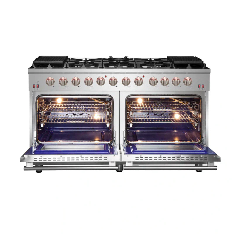 Forno Massimo 60 Inch Stainless Steel Freestanding Gas Range - FFSGS6239 | Professional Kitchen Appliance for Home Chefs & Cooking Enthusiasts