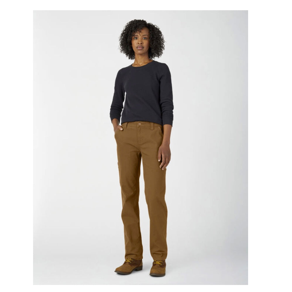 Dickies Stretch Duck Women's Carpenter Work Pants FD2700 - Comfortable Durable Brown Workwear for Construction, Carpentry & DIY Projects