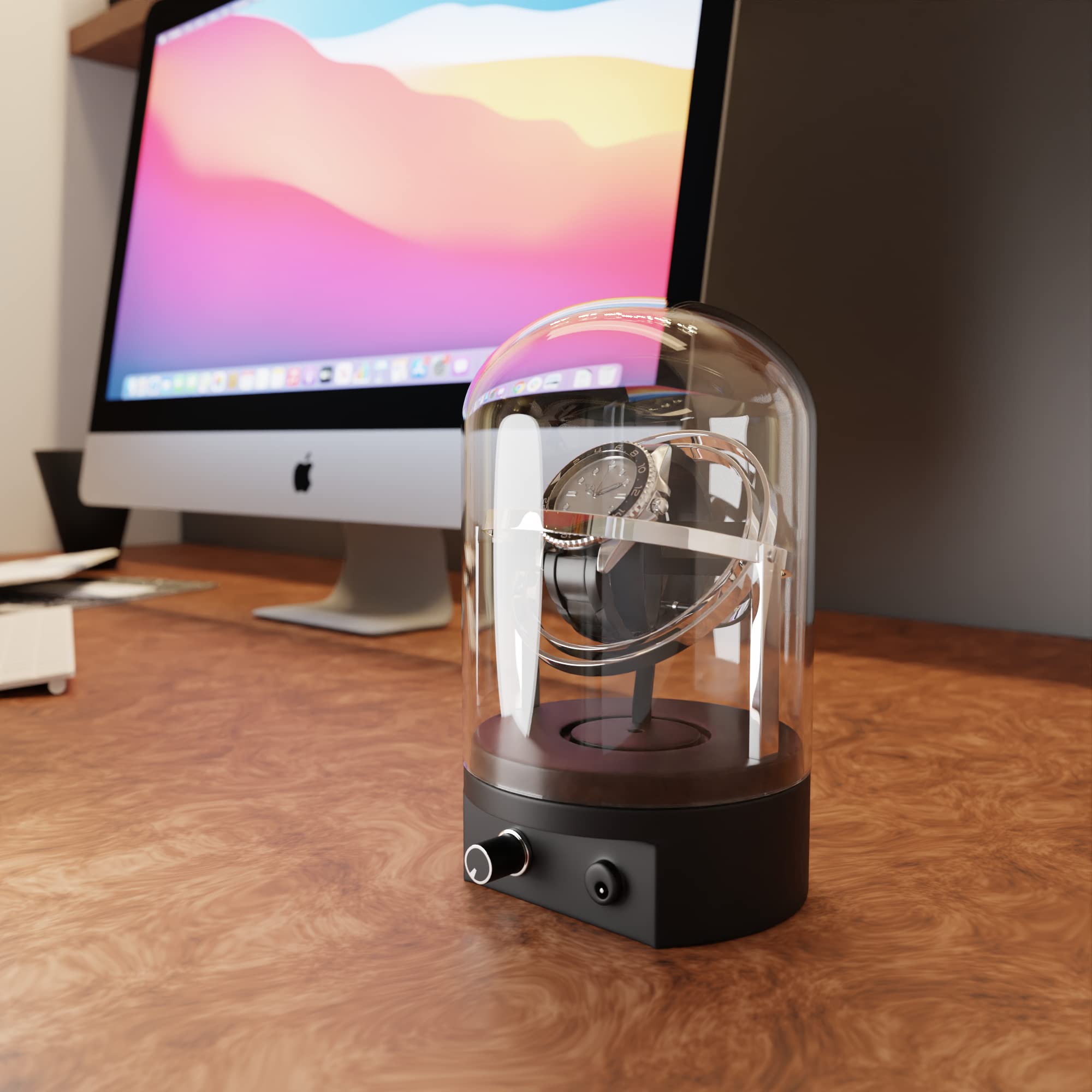 Orbit Single Watch Winder for Automatic & Mechanical Watches - Clear Transparent Display Case with Gyroscope Technology - Perfect for Rolex, Omega & Luxury Watch Storage at Home or Office