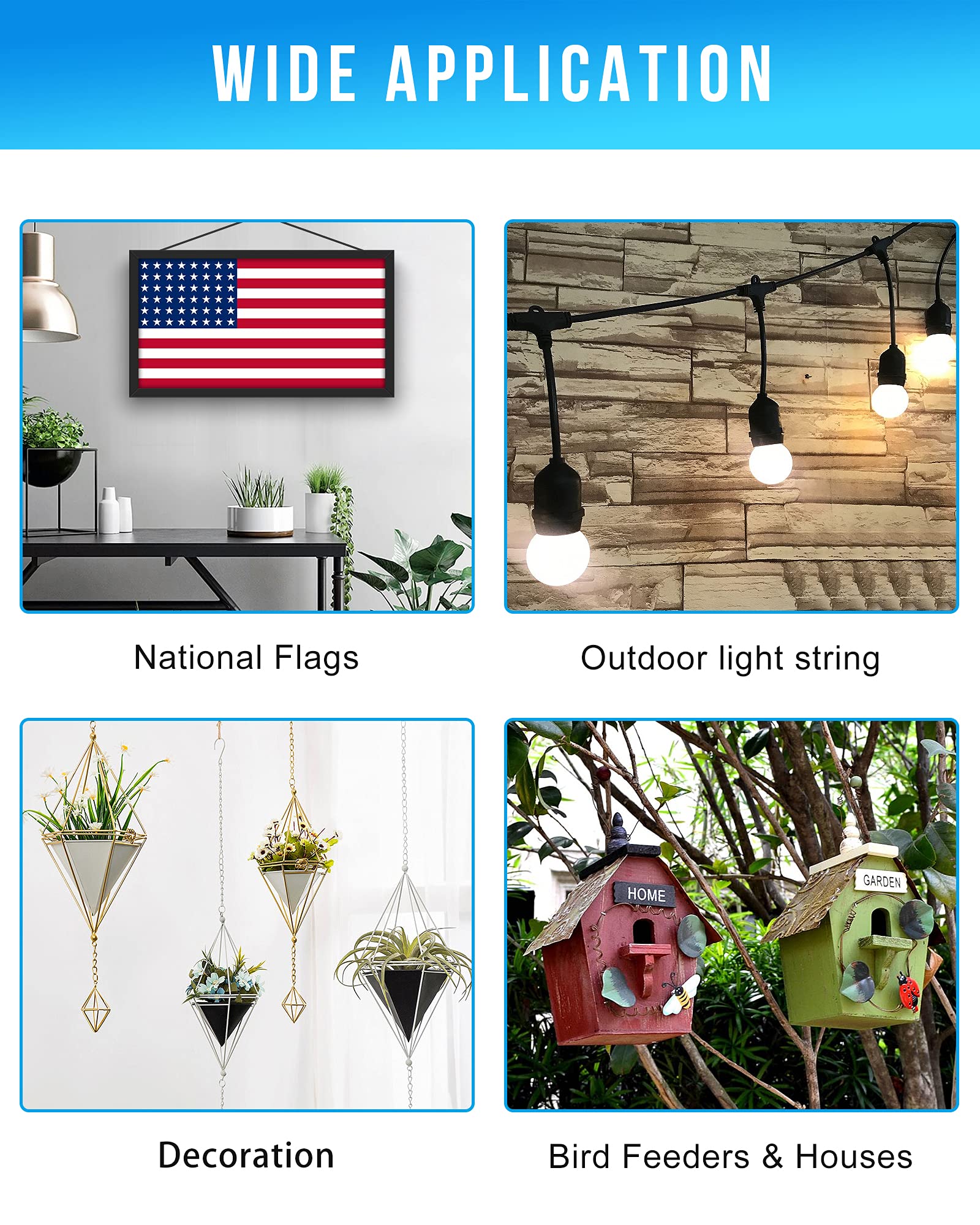 20 Pack Heavy Duty Rust-Resistant Q Hanger Hooks for Outdoor String Lights - Christmas Light Hangers for Wire, Patio, Garden & Holiday Decorations - Perfect for Backyard, Wedding & Party Decor