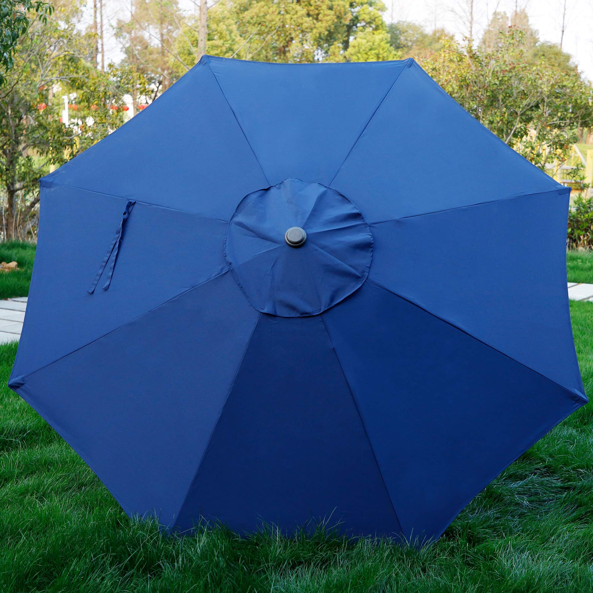 Blissun 9' Outdoor Patio Umbrella - Heavy Duty Market Umbrella with 8 Sturdy Steel Ribs, Push Button Tilt & Easy Crank Lift - Perfect for Backyard, Poolside, Restaurant & Outdoor Dining Areas