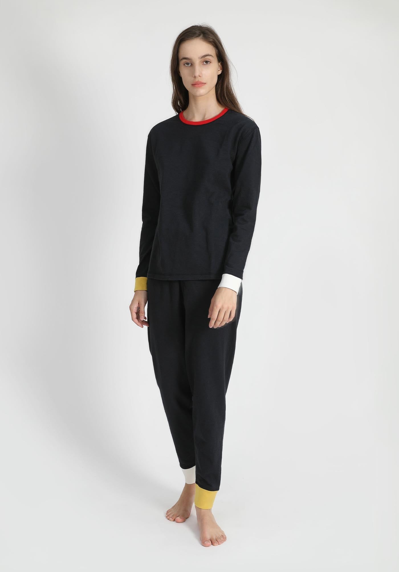 Helen Women's Lounge Set - Midnight Navy Colorblock Comfy Pajama Outfit for Relaxing at Home & Sleepwear