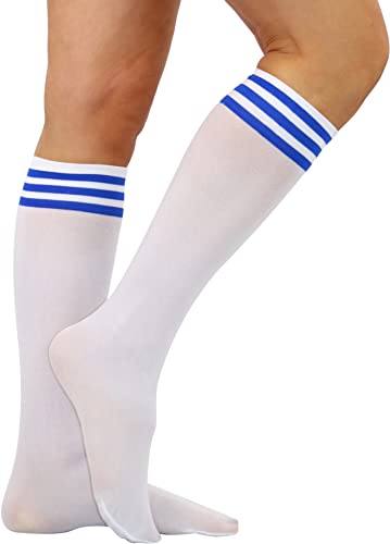 Triple Striped Top - White & Blue