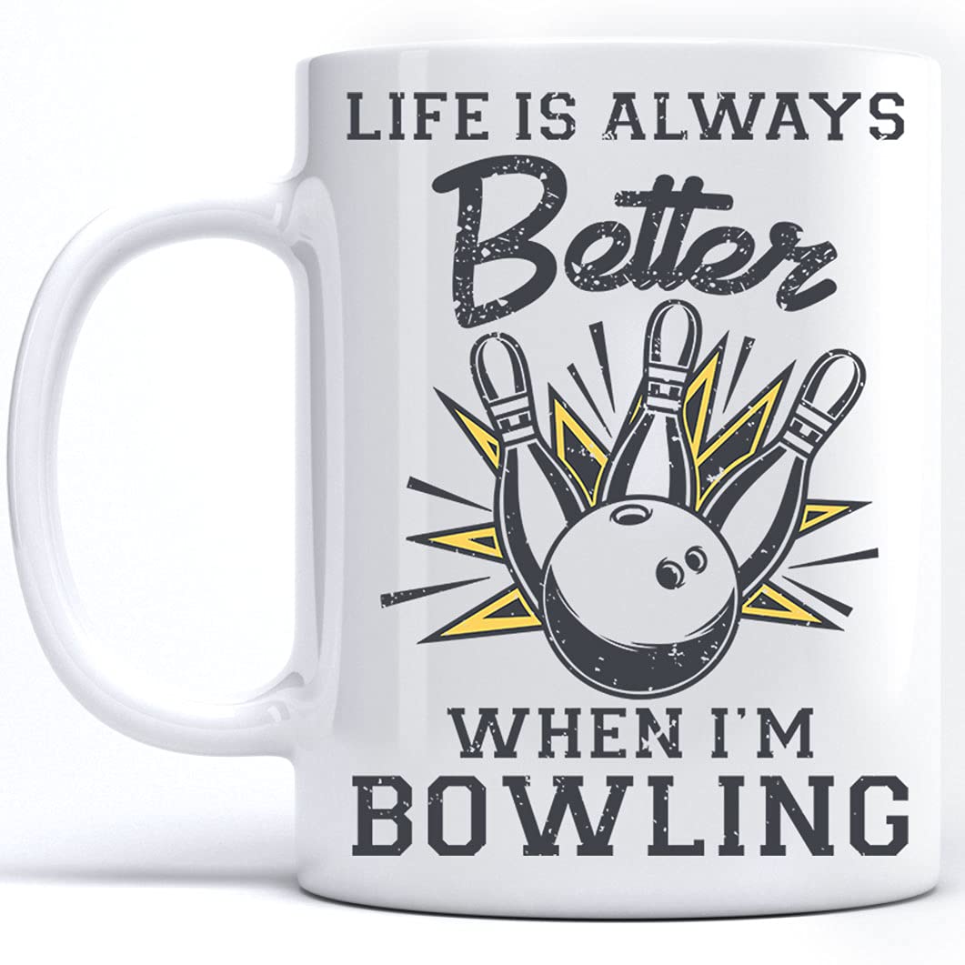 Funny Bowling Mug - 11oz Dishwasher Safe Coffee & Tea Cup for Bowling Lovers - 'Life Is Better When I'm Bowling' & 'Oh Spare Me' Designs - Perfect Gift for Bowlers, League Players & Bowling Enthusiasts - Great for Game Nights, Bowling Alley Drinks & Sports-Themed Parties