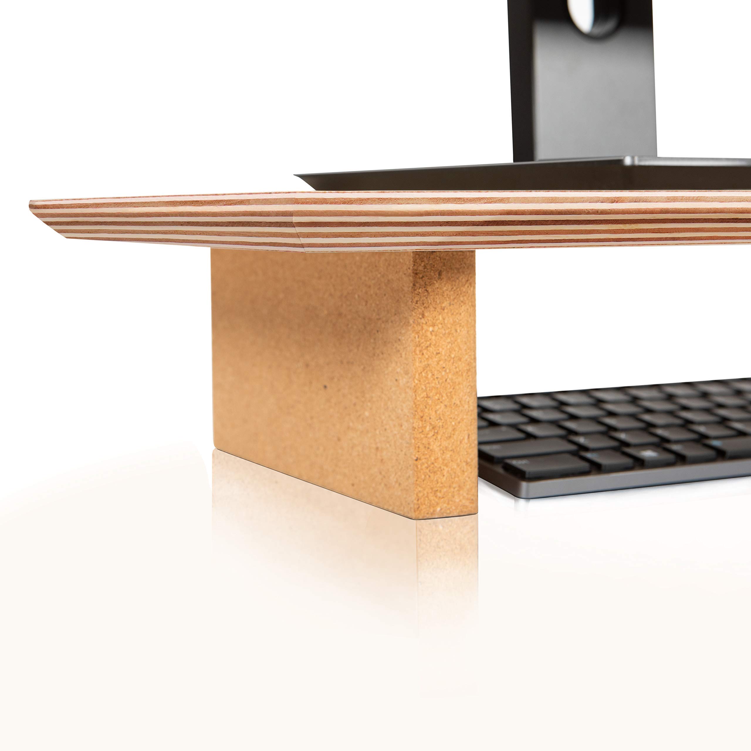 Premium Leather Desk Pad & Monitor Stand - Ergonomic Laptop Riser with Non-Slip Surface for Home Office, Gaming Setup & Workspace Organization (Black)