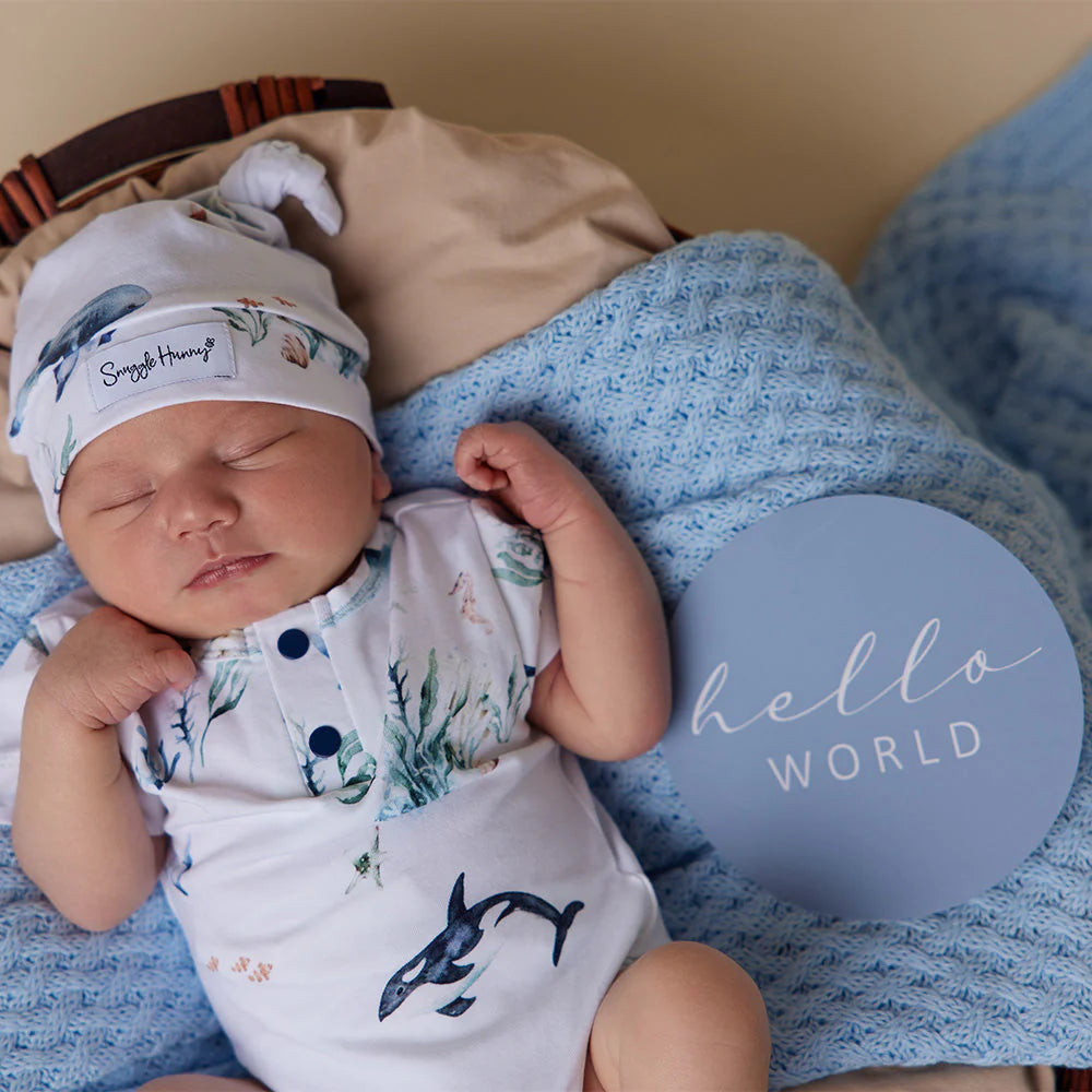 Snuggle Hunny Reversible Milestone Baby Cards - Ocean & Indigo Colors for Newborn Photo Shoots and Monthly Growth Tracking