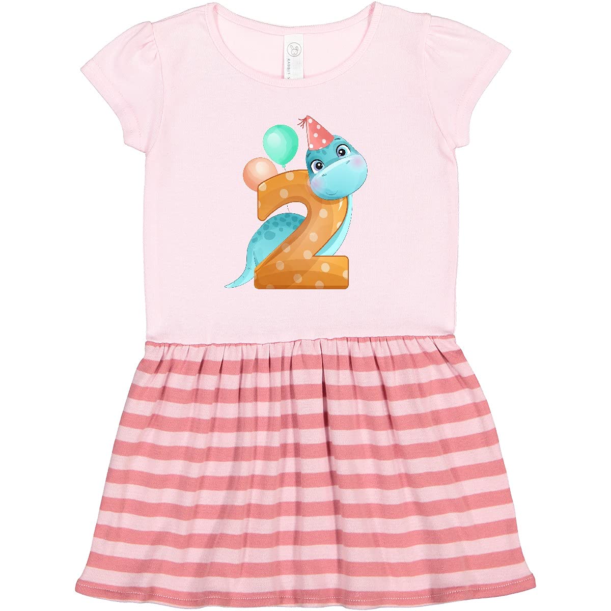 Inktastic 2nd Birthday Dinosaur Toddler Dress - Cute Dino Print Outfit for 2 Year Old Girls & Boys | Perfect for Birthday Parties, Photo Shoots & Playdates