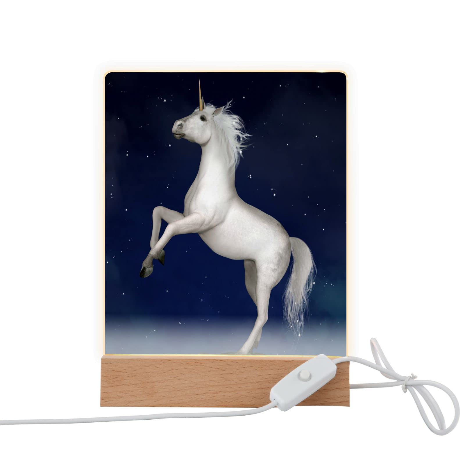 MCHIVER Unicorn Starry Night LED Night Light - USB Rechargeable Portable Lamp for Kids, Boys, Girls & Adults - Perfect for Bedroom, Bathroom, Kitchen & Home Decor | Creates Magical Ambiance for Bedtime, Night Feeds & Relaxation