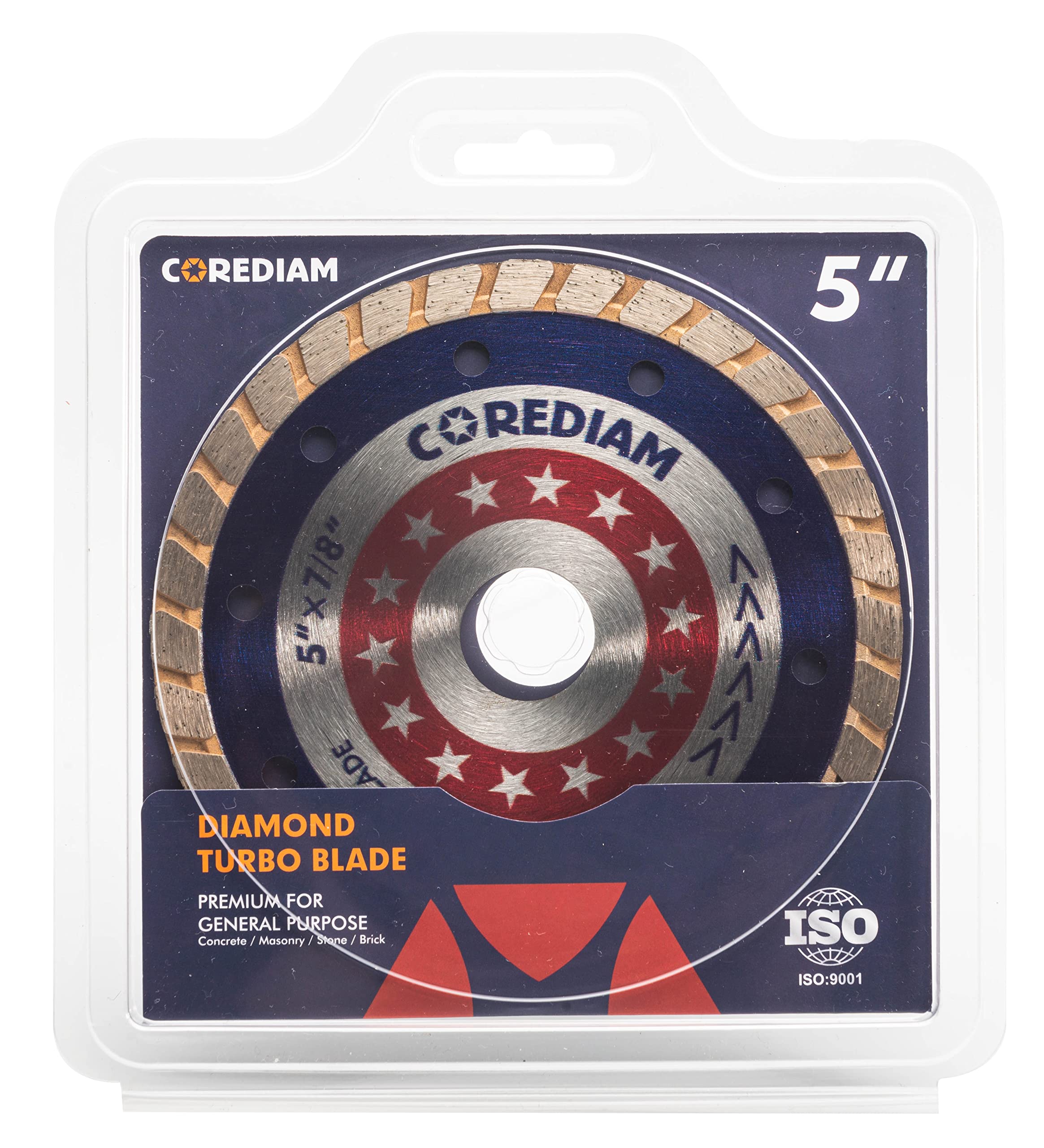 5 Inch Diamond Turbo Saw Blade for Angle Grinder - Wet/Dry Cutting Concrete, Masonry, Brick, Granite & Marble - 7/8