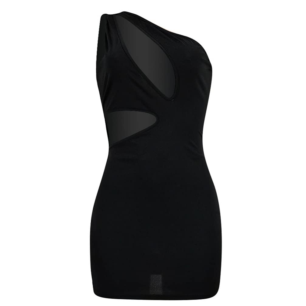PRETYZOOM Women's Black Bodycon Dress - Slim Fit Short Sleeve Summer Mini Dress for Night Out, Party & Casual Wear | Fashionable Tight Midi Skirt in Size M