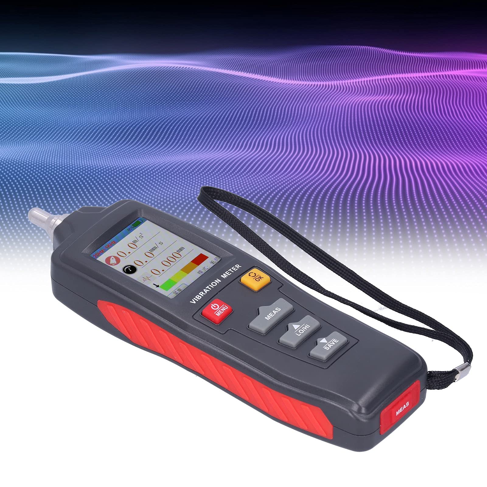 Eujgoov WT63B Portable Vibration Meter - Digital Vibrometer Tester for Industrial Equipment, HVAC Systems & Machinery Vibration Analysis | Measures Displacement, Velocity & Acceleration | Durable Construction for On-Site Testing