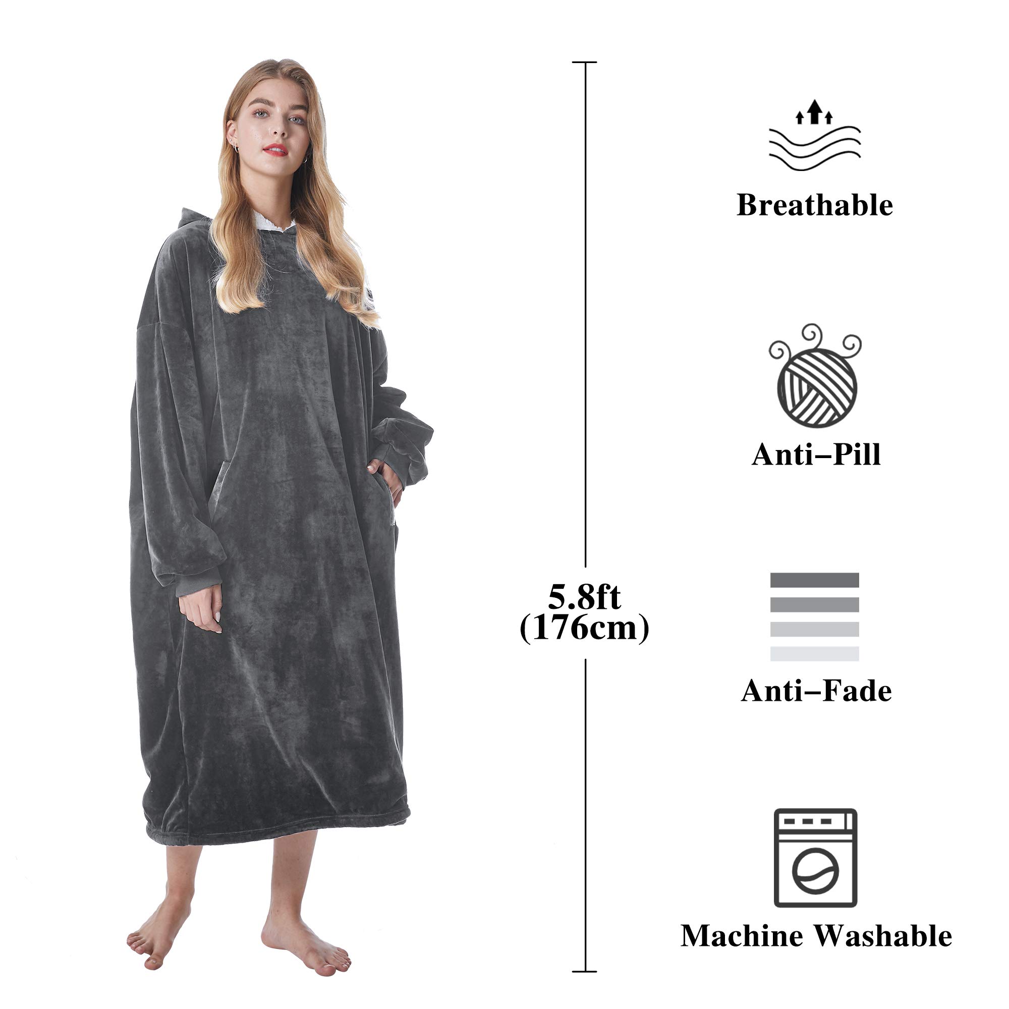 Felicigeely Hoodie Blanket - Oversized Wearable Blanket Sweatshirt for Women & Men | Warm Fleece Hooded Blanket with Pockets | Cozy Gifts for Her, Mom, Girlfriend | Perfect for Lounging, Netflix Nights & Winter Comfort