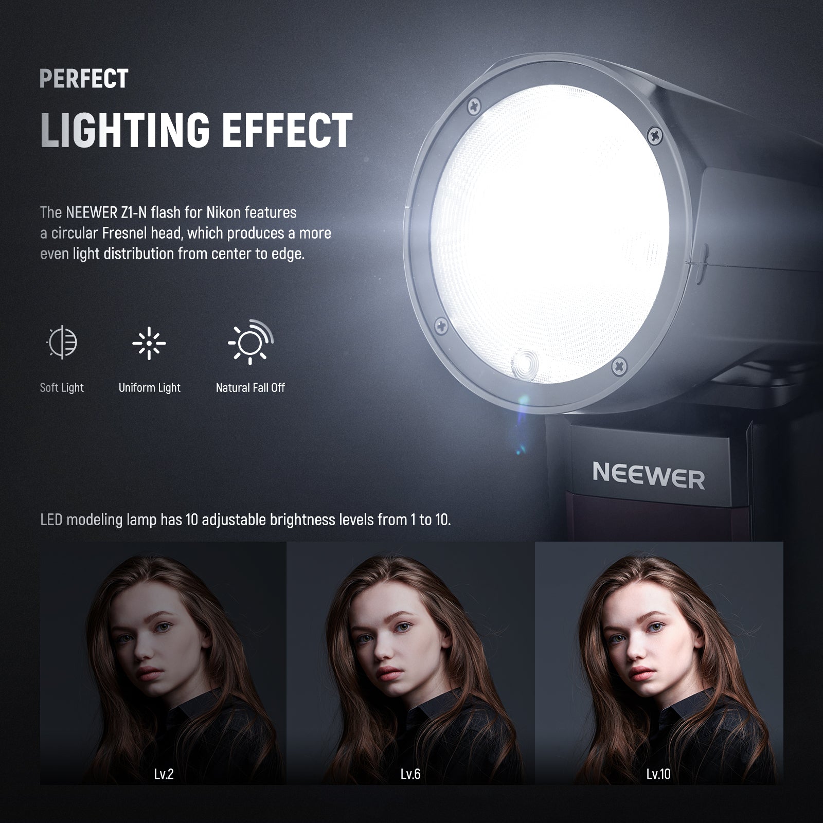 NEEWER Z1 N TTL Round Head Flash Speedlite for Nikon DSLR Cameras - Professional Photography Lighting for Portraits, Events & Studio Shoots
