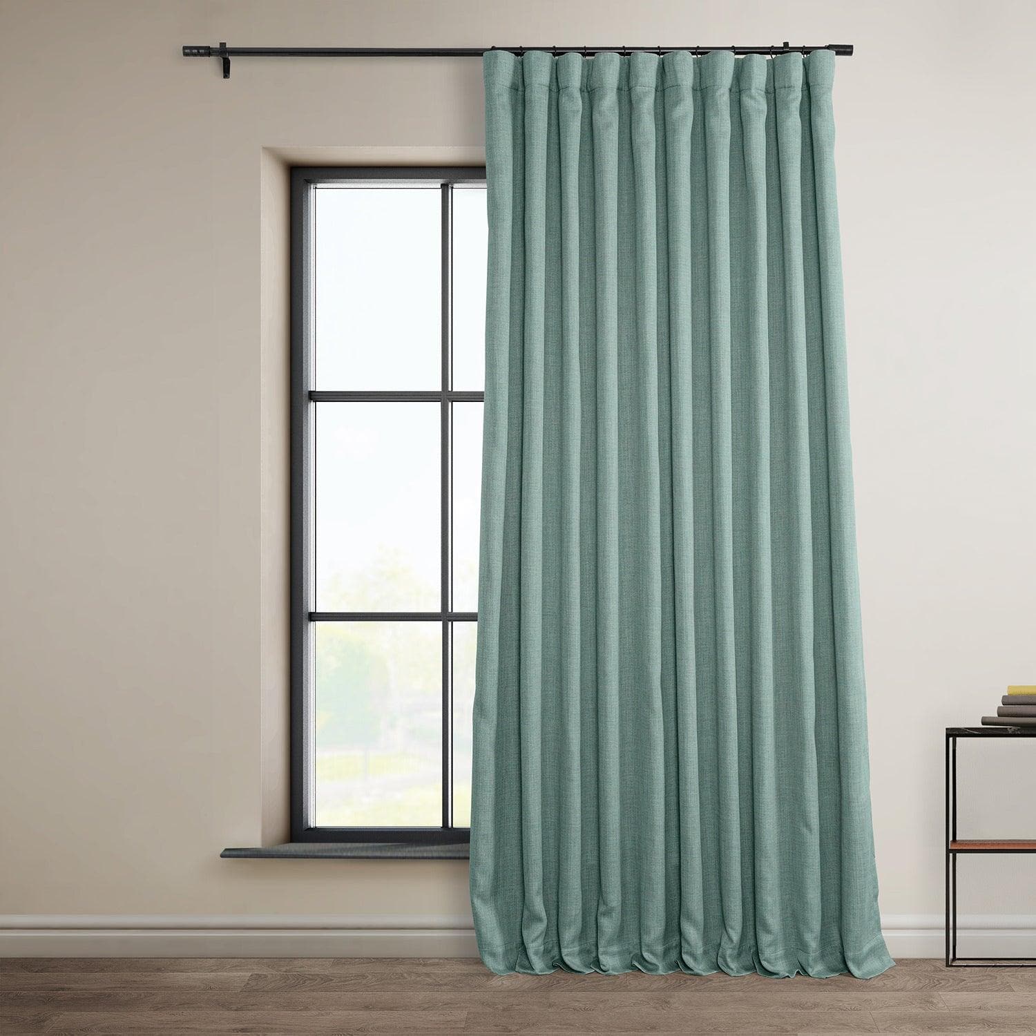Sea Thistle Extra Wide Textured Faux Linen Blackout Curtains - Thermal Insulated Window Drapes for Living Room, Bedroom & Nursery (54x84 Inches)