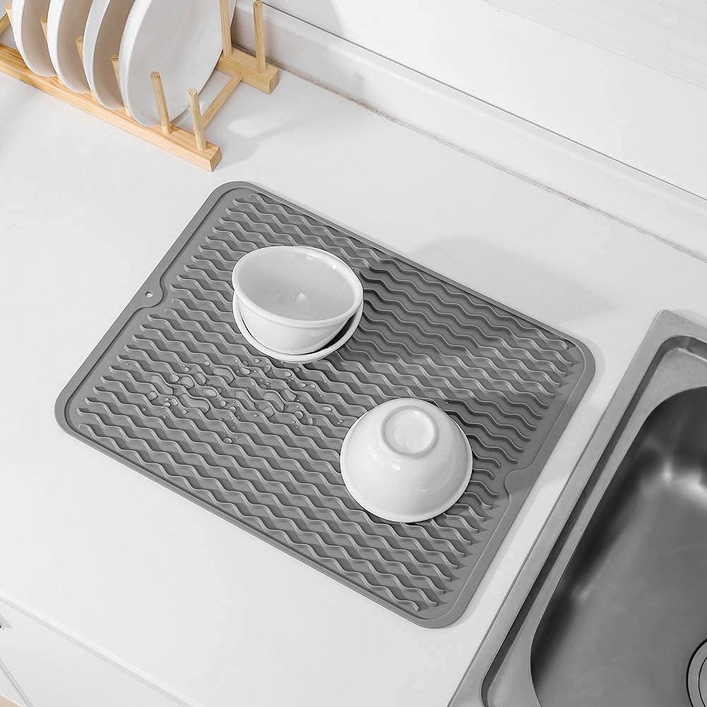 Zollyss Extra Large Silicone Dish Drying Mat - Heat Resistant & Slip-Proof Kitchen Counter Mat with Foldable Design | Perfect for Draining Dishes, Utensils & Cookware | Ideal for Kitchen Countertops, Sinks & Dish Racks