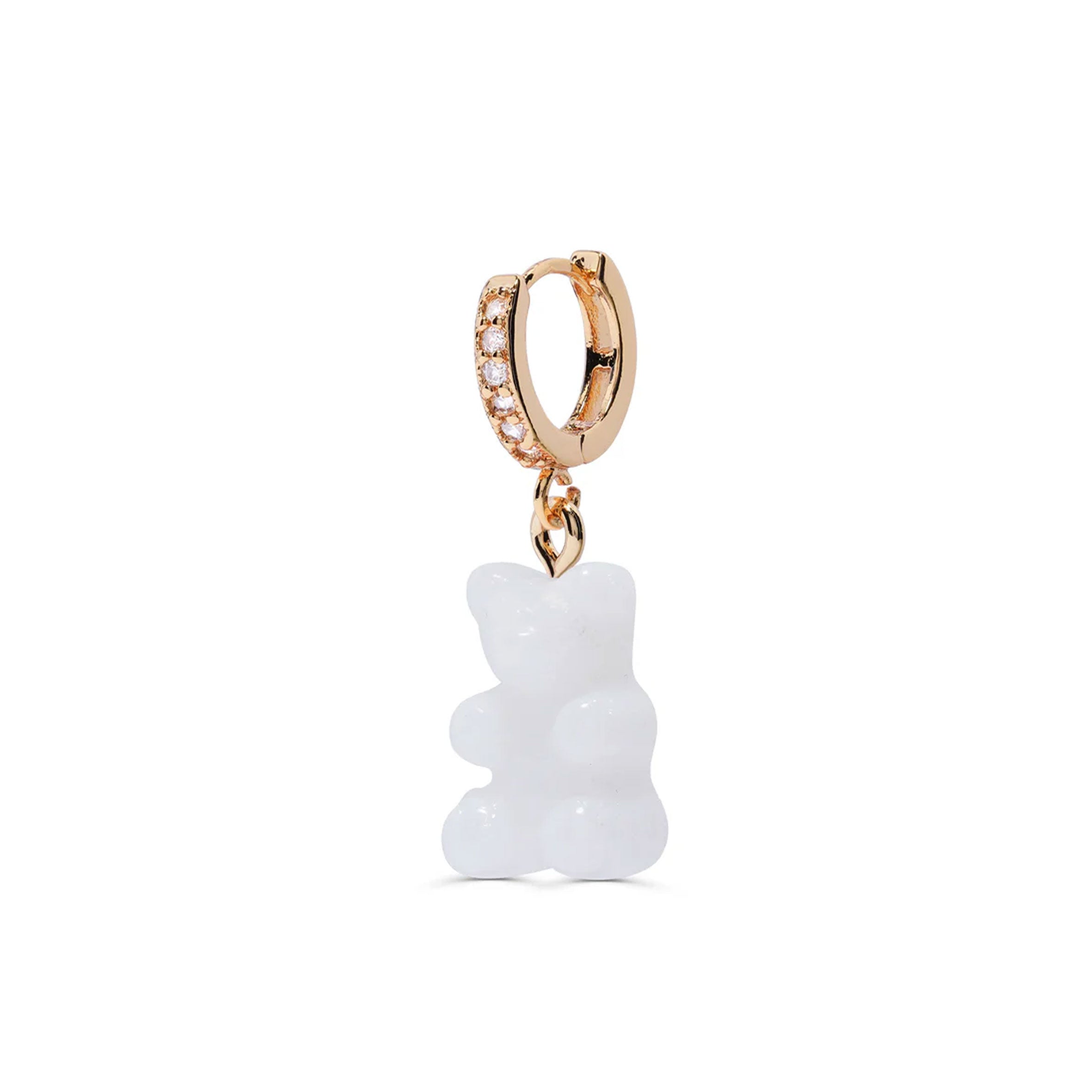 Vintage Nostalgic Bear Hoop Earrings - Pearly White Gold Plated for Women | Perfect for Casual Wear, Date Nights & Gift Giving