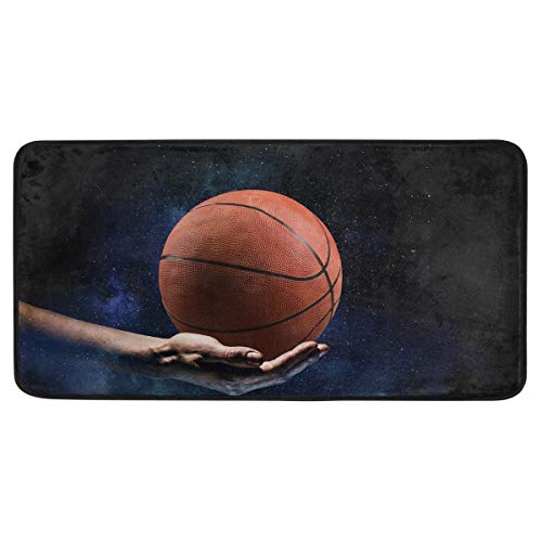 AUUXVA Galaxy Basketball Non-Slip Kitchen Mat - 39x20 Inch Rubber Doormat for Bathroom, Home Decor | Sports-Themed Anti-Fatigue Floor Mat for Kitchen, Gym & Playroom