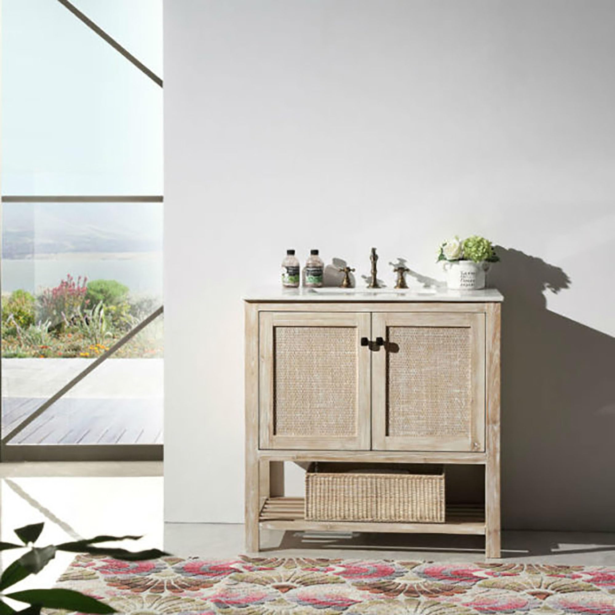 Legion Furniture WH5136 36-Inch White Wash Bathroom Vanity with Sink - Modern Farmhouse Style for Small Bathrooms & Powder Rooms