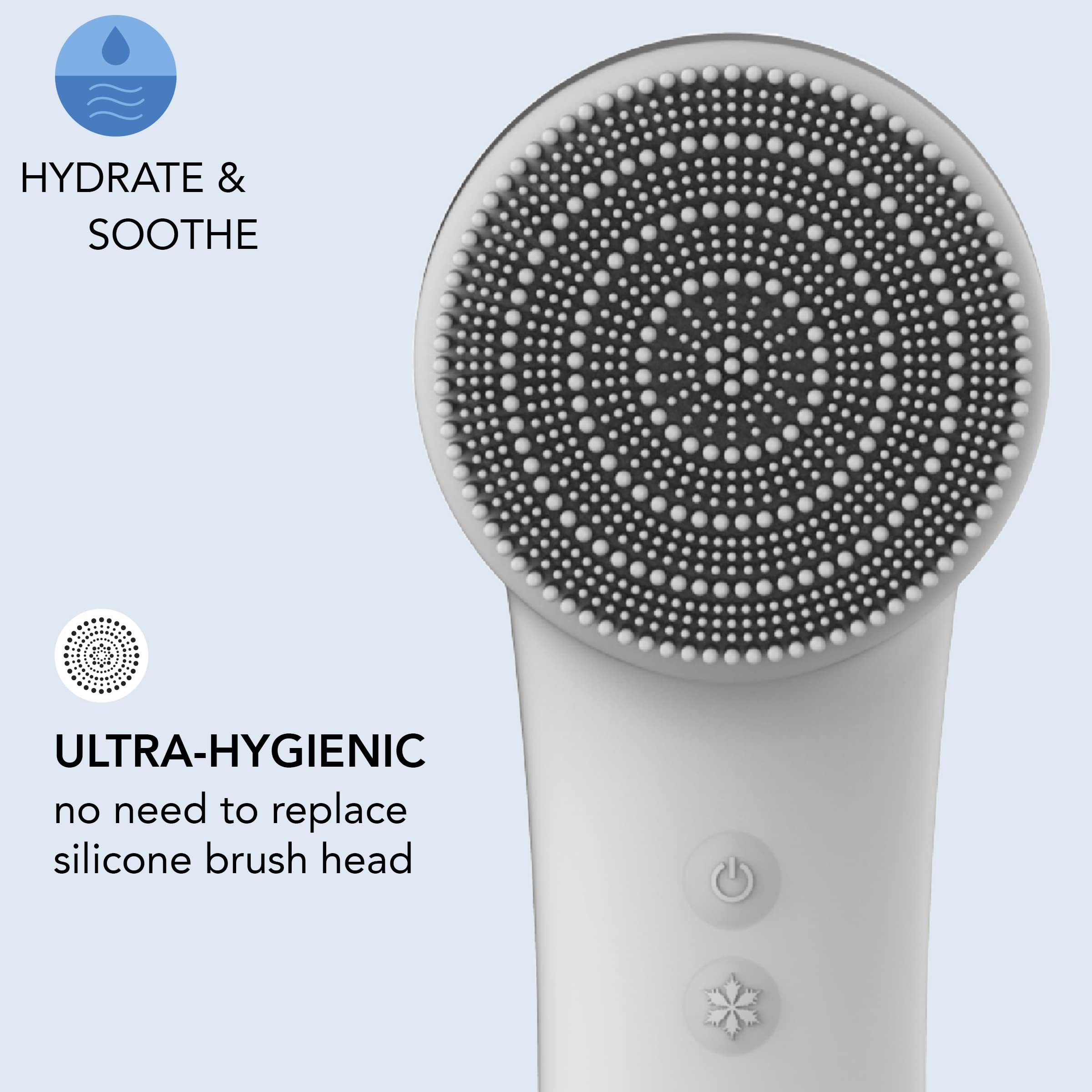 Conair Cryotherapy Advanced Facial Cleansing Brush with Ultra-Hygienic Silicone Brush Head & Cooling Plate - Reduces Puffiness, Soothes Inflammation - Perfect for Daily Skincare & Post-Workout Facial Care