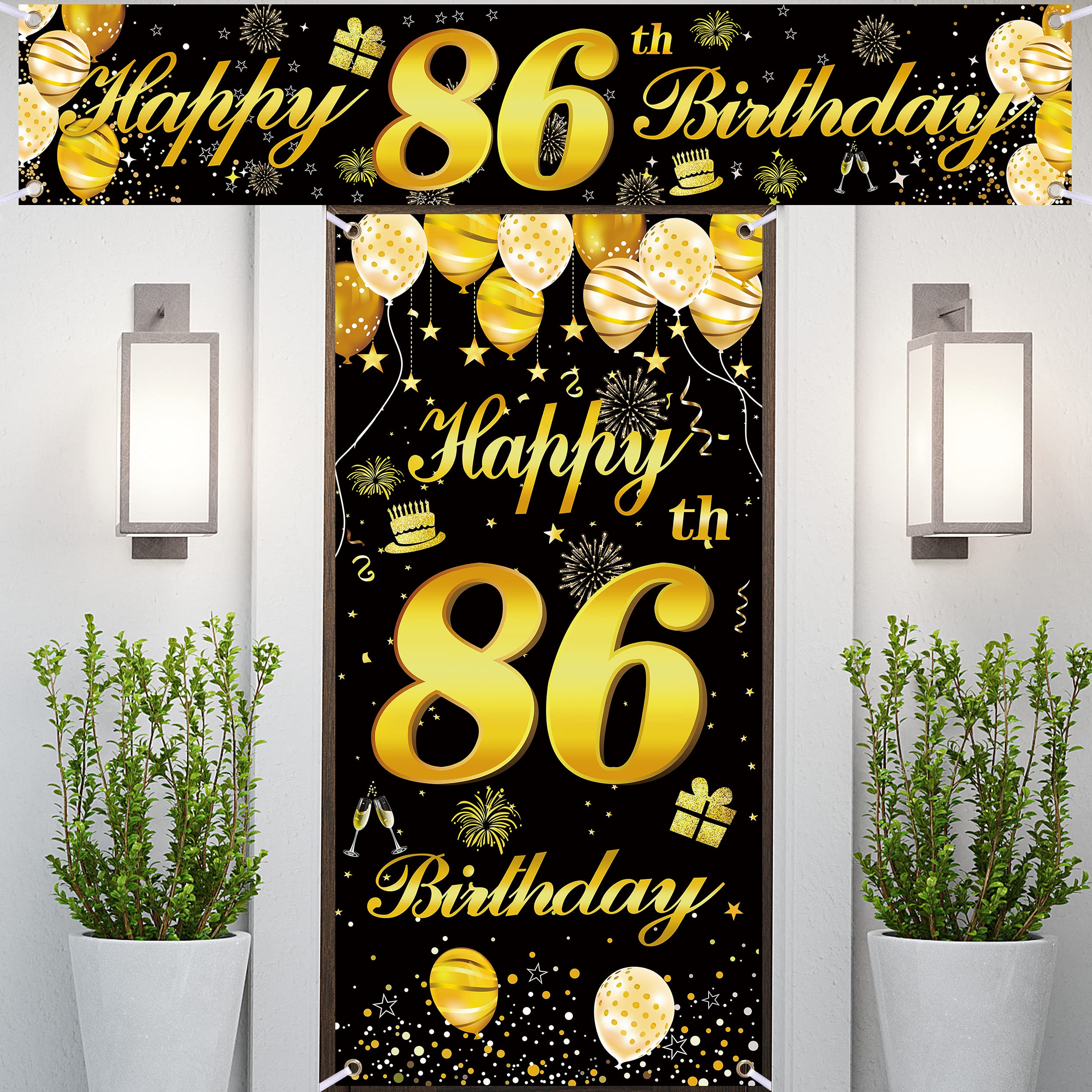86th Happy Birthday Door Banner - Birthday Party Decorations for Men - Large Backdrop Sign for Milestone Celebrations, Home & Office Decor