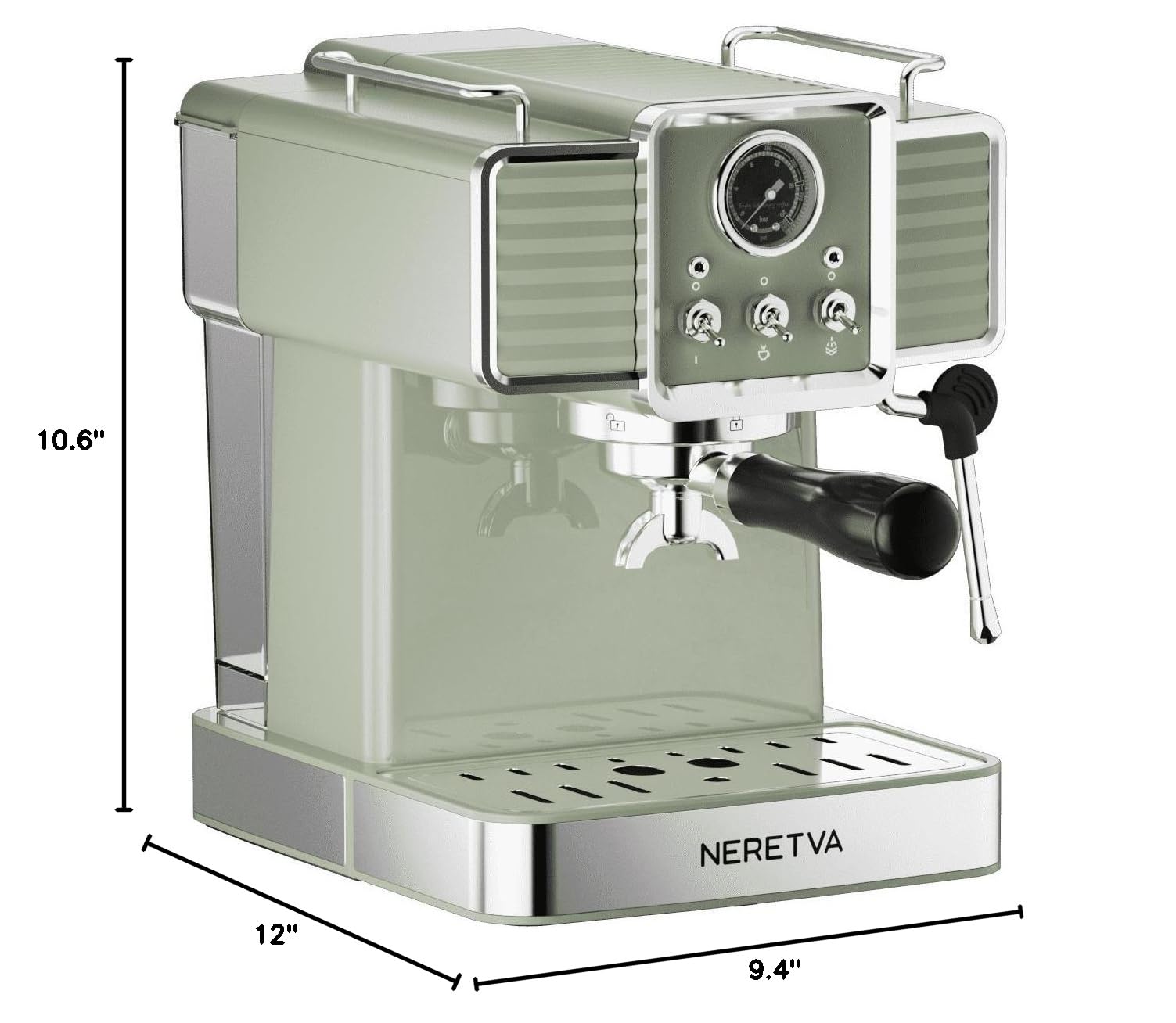 Neretva 15 Bar Espresso Coffee Machine with Milk Frother - Professional Cappuccino & Latte Maker for Home Baristas - 1.6L Removable Water Tank - Perfect for Morning Coffee, Entertaining Guests & Small Cafes