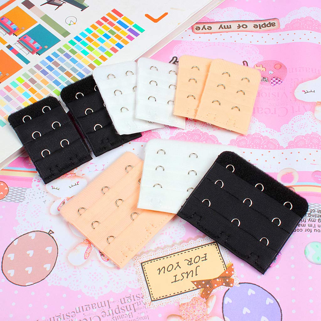 9Pcs Bra Extender Set - 3 Hooks & 2 Hooks Soft Comfortable Women's Bra Extensions in Black, White & Beige | Perfect for Maternity, Weight Fluctuations & Everyday Comfort