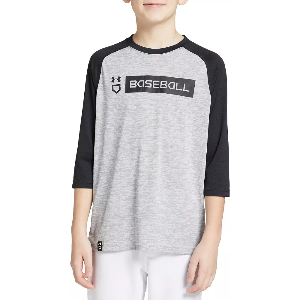 UA Boys Utility 3/4 Sleeve Performance Shirt - Moisture-Wicking & Breathable Athletic Top for Sports & Outdoor Activities